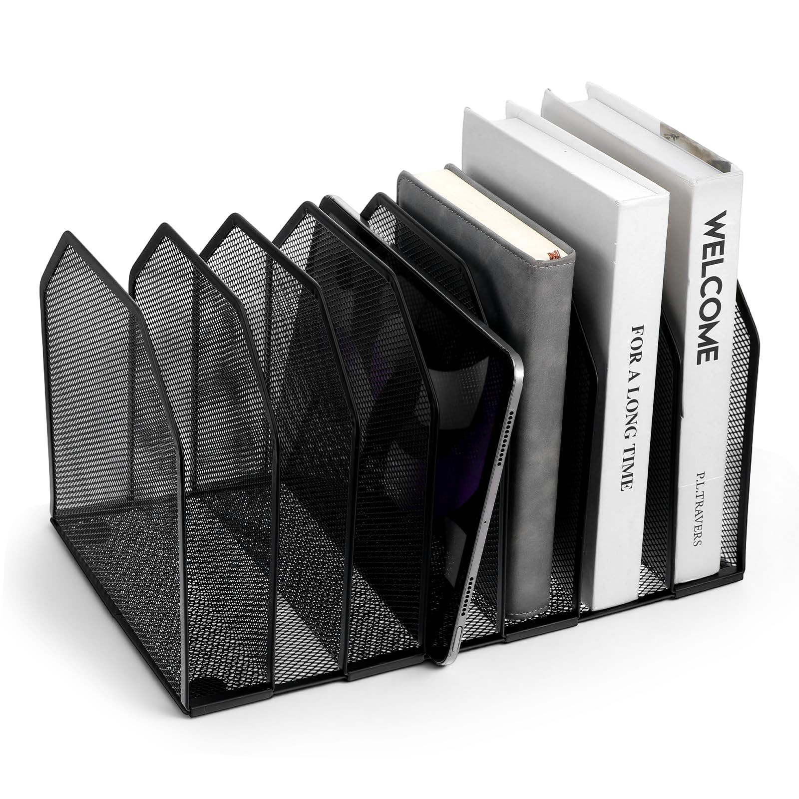 Metal 7-Section File Folder Organizer & Upright File Sorter Holder | Heavy-Du…