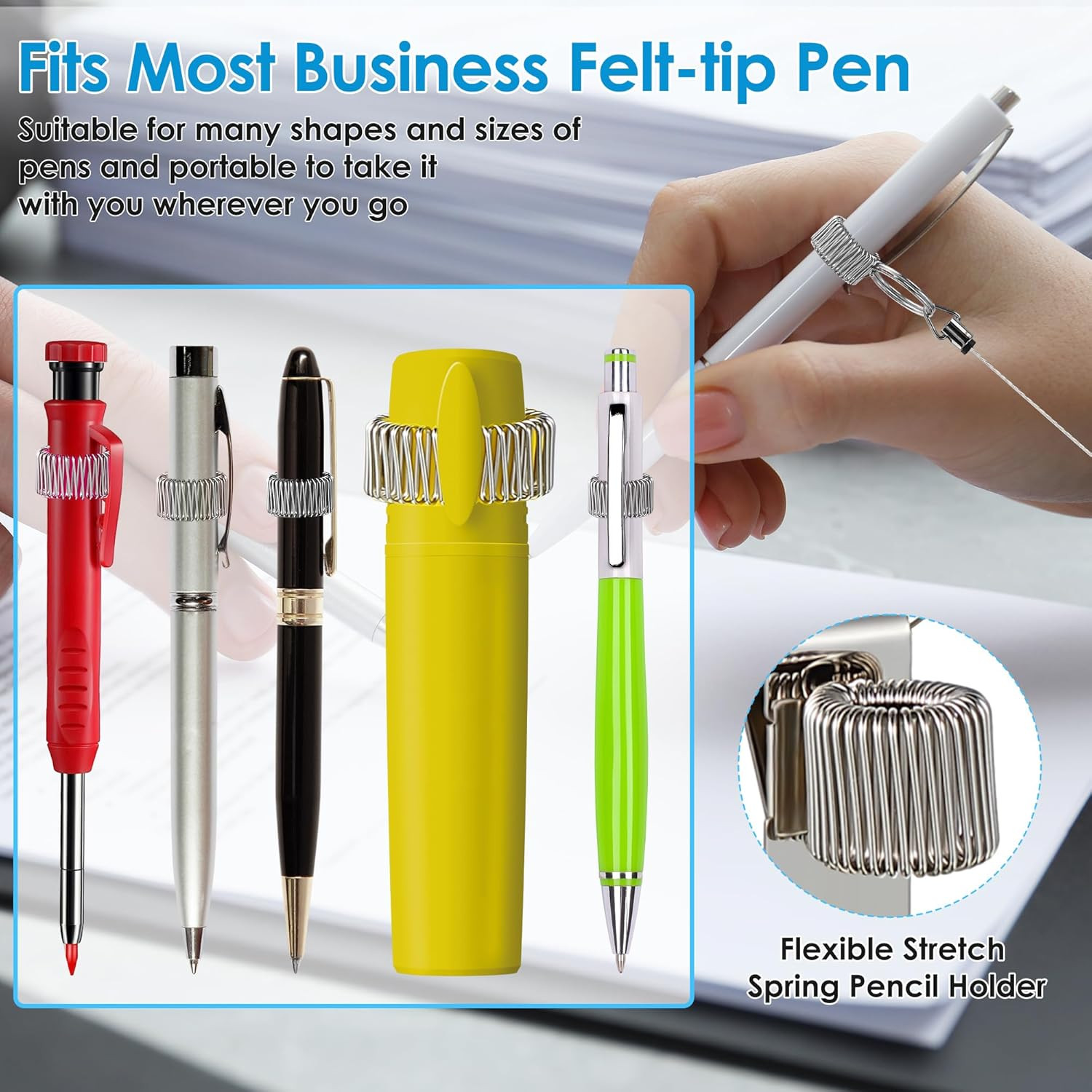 2 Pcs Heavy Duty Retractable Pull Pen Pencil Holder, 27.5 Inch Pen Lanyard Retra