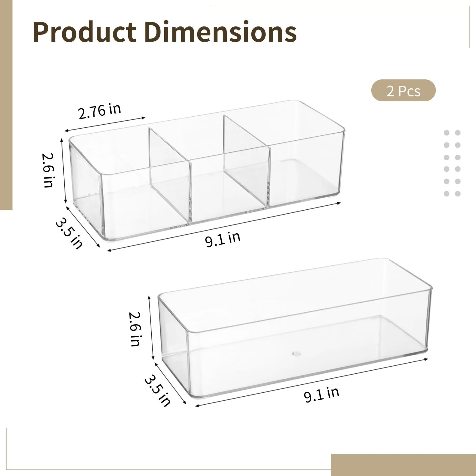 OMISTAR 2 Pcs Acrylic Makeup Organizer Set, Clear Countertop Transparent