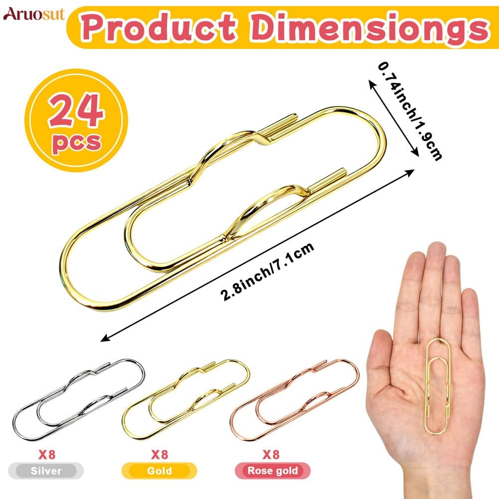 24 Pack Pen Clips, Metal Paperclip Pen Holder Clip Pencil Clip for Notebooks,…