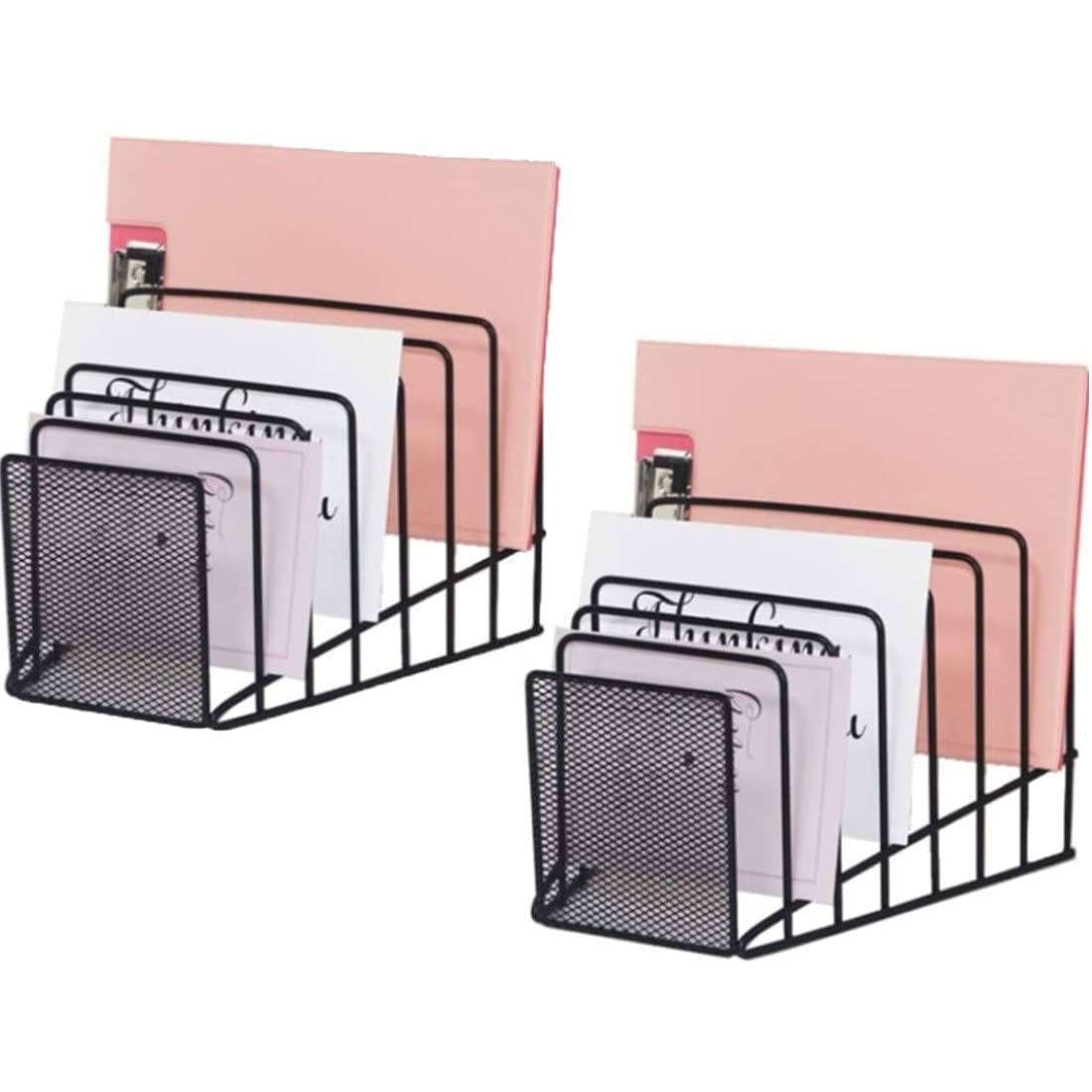 2 Pack Multi Step File Organizer Incline Desktop Sorter 7 Sections Black
