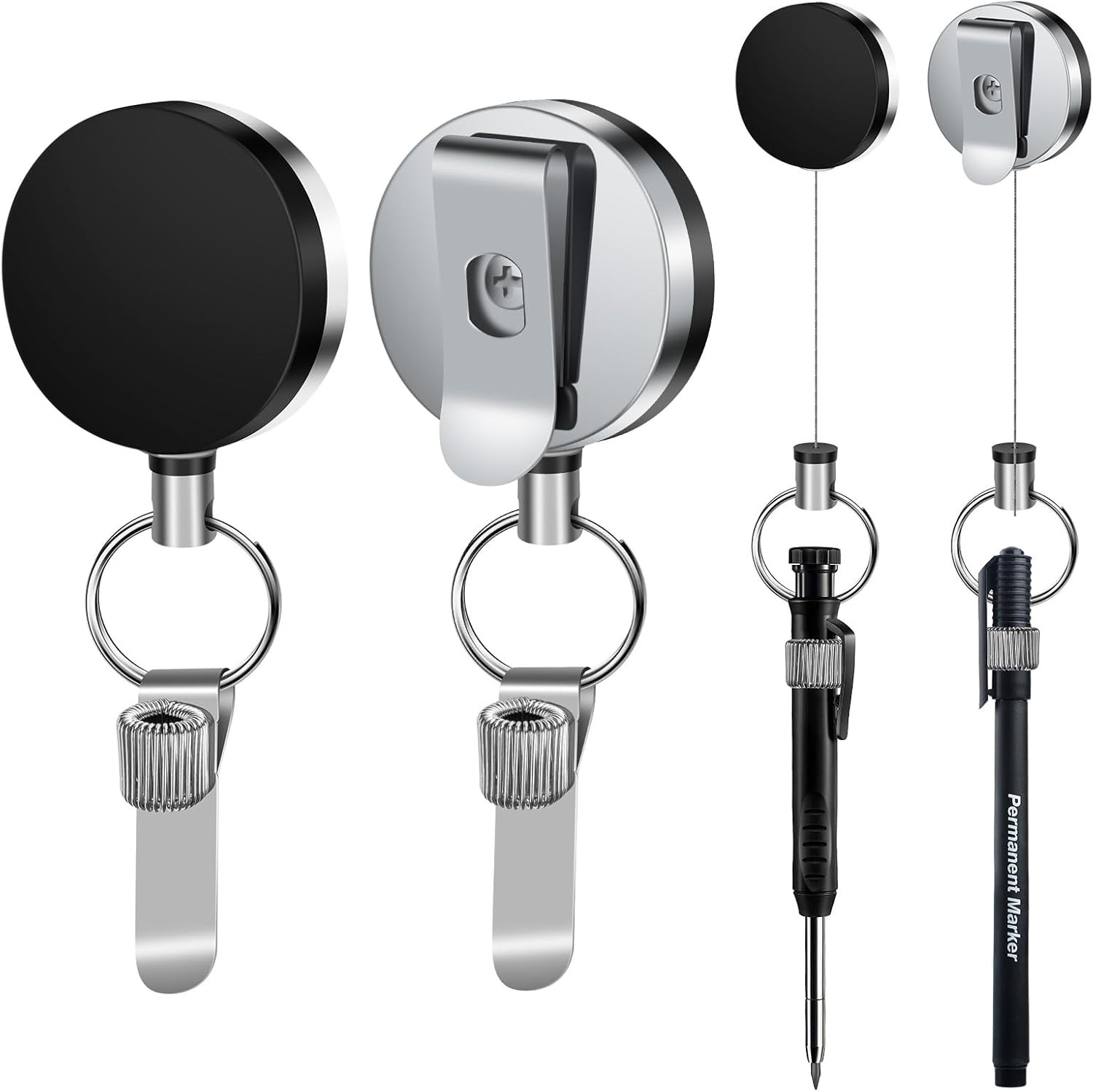 Pack 2 Porta Lapiz Retractil Resistente con Cable de Acero para Carpinteros