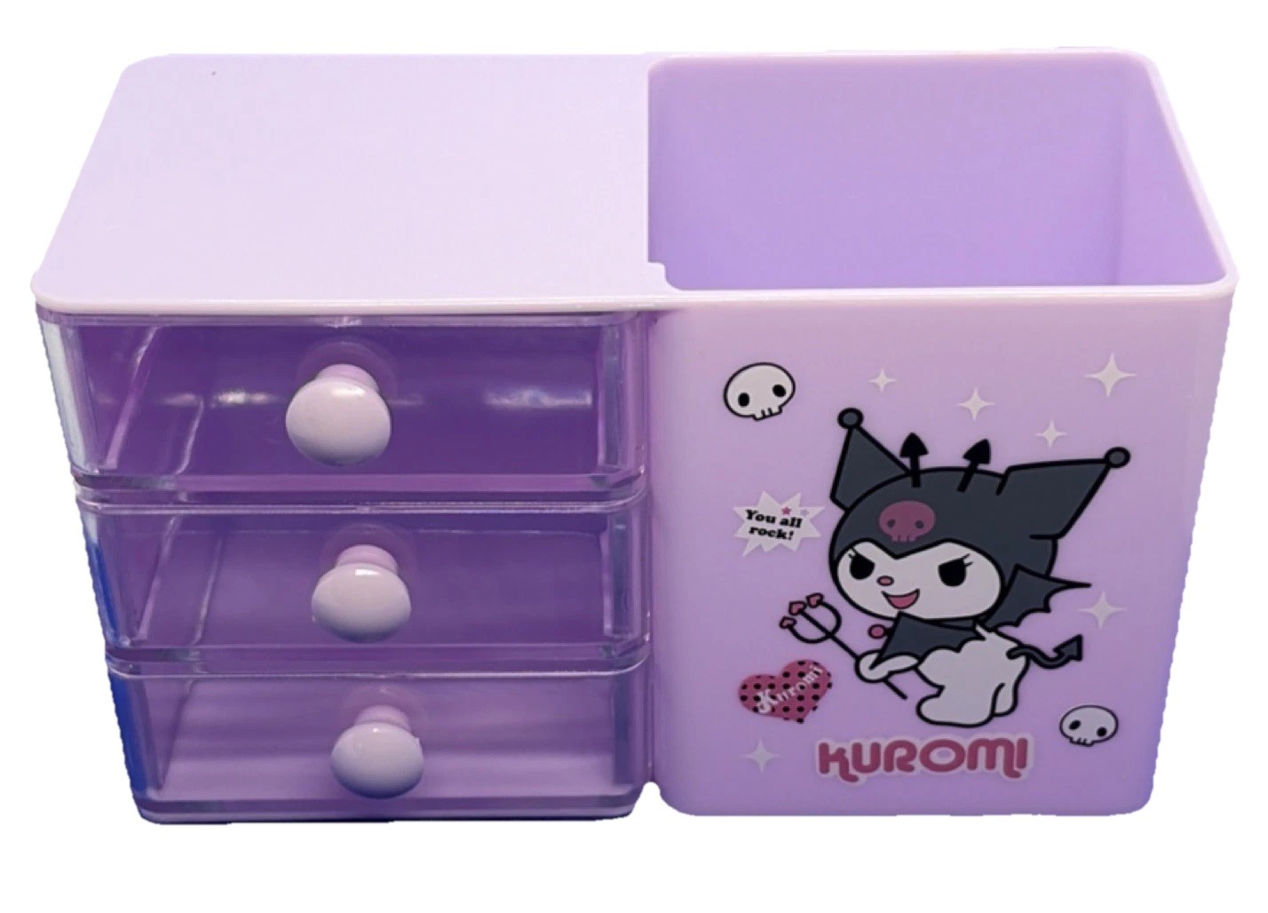 Sanrio Kuromi Desktop Organizer Plastic 3 Drawers Purple Stationery Holder