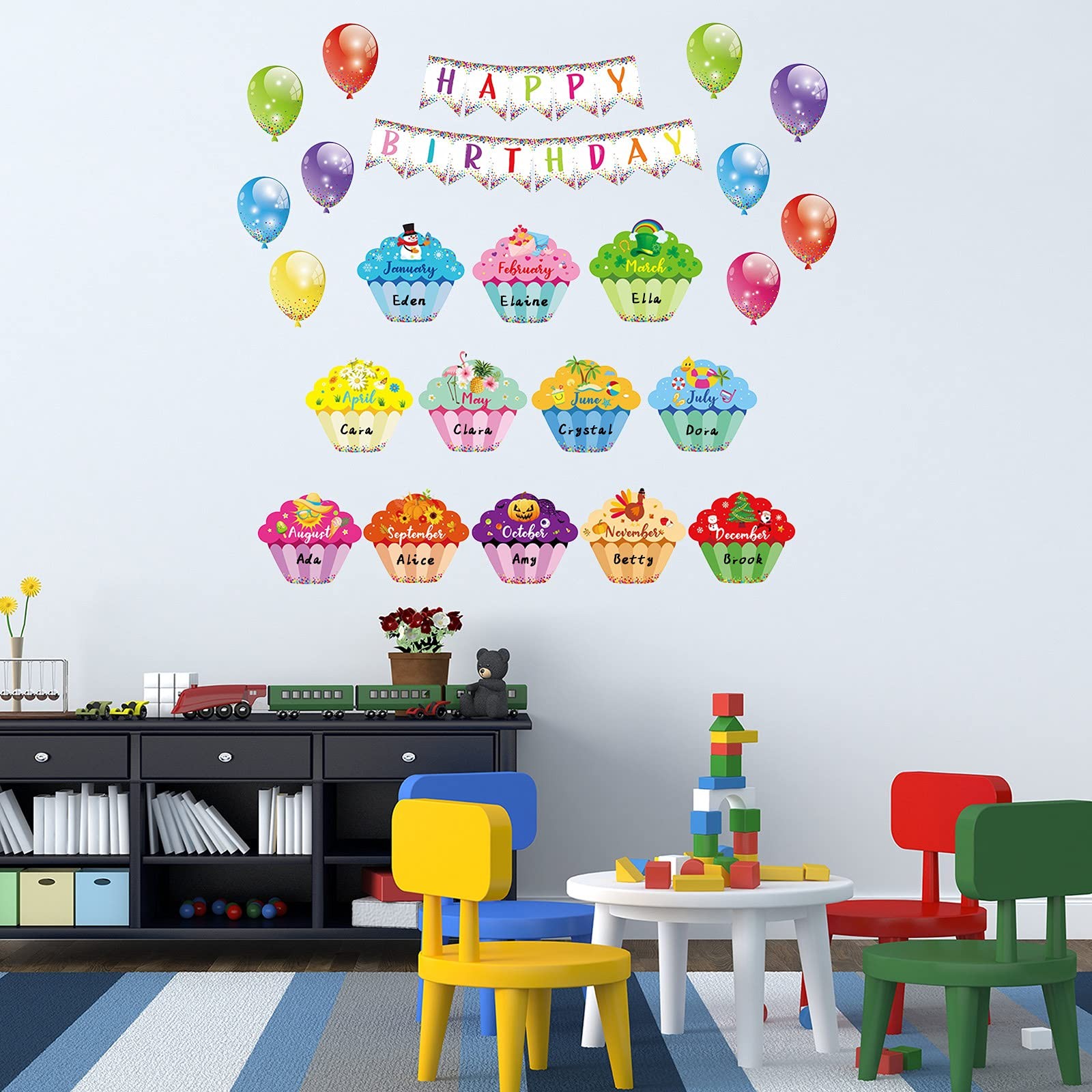 25 Pieces Happy Birthday Bulletin Board Decorations Set Colorful Multi Color