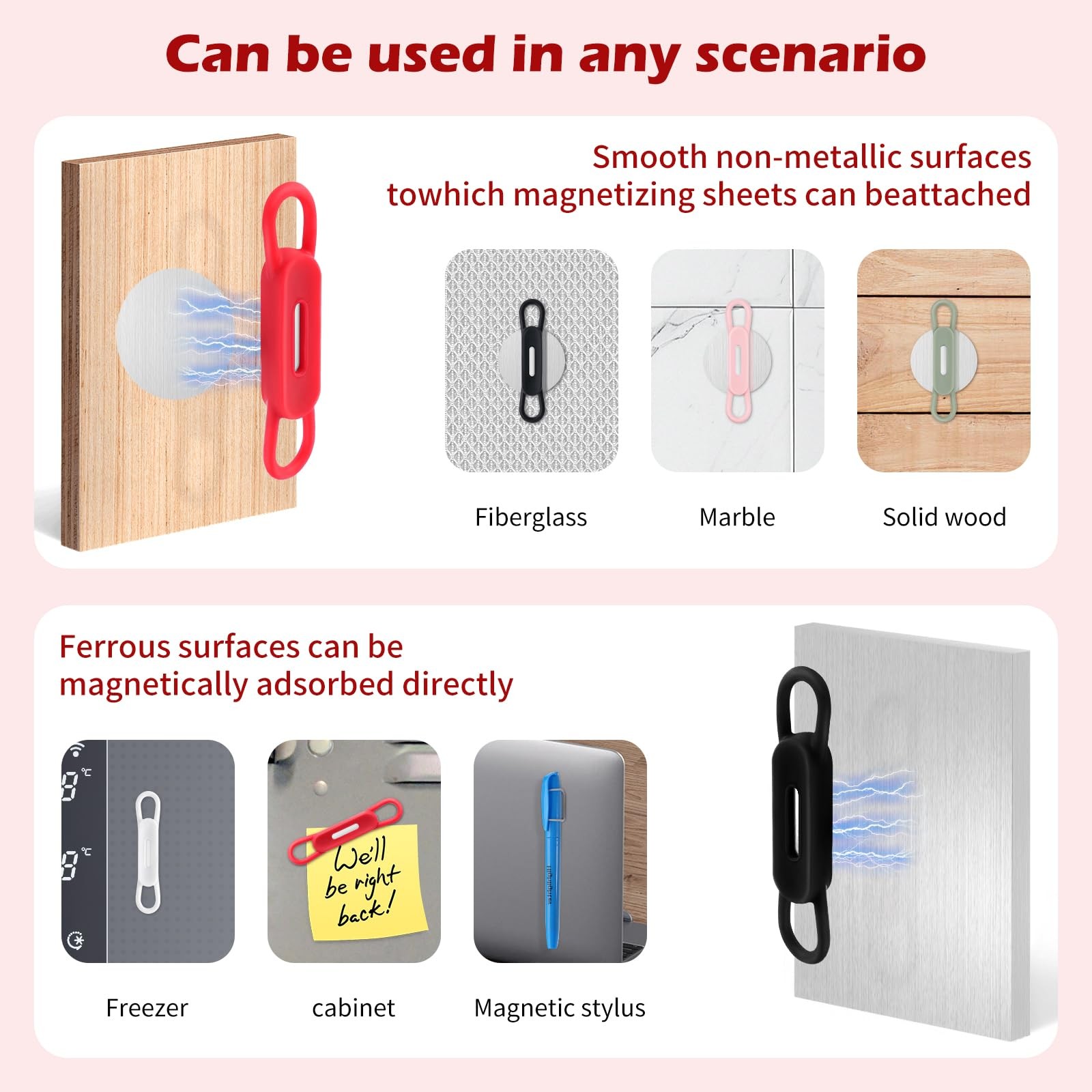 24 Pack Magnetic Pen Holder for Refrigerator- Silicone Magnetic Pencil magnet…