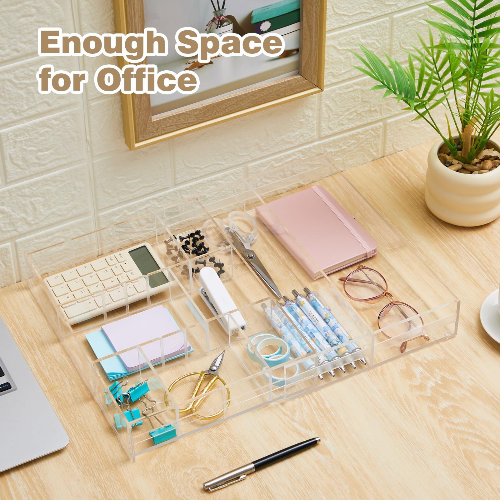 Briwooody Acrylic Drawer Organizer Clear Desk Trays