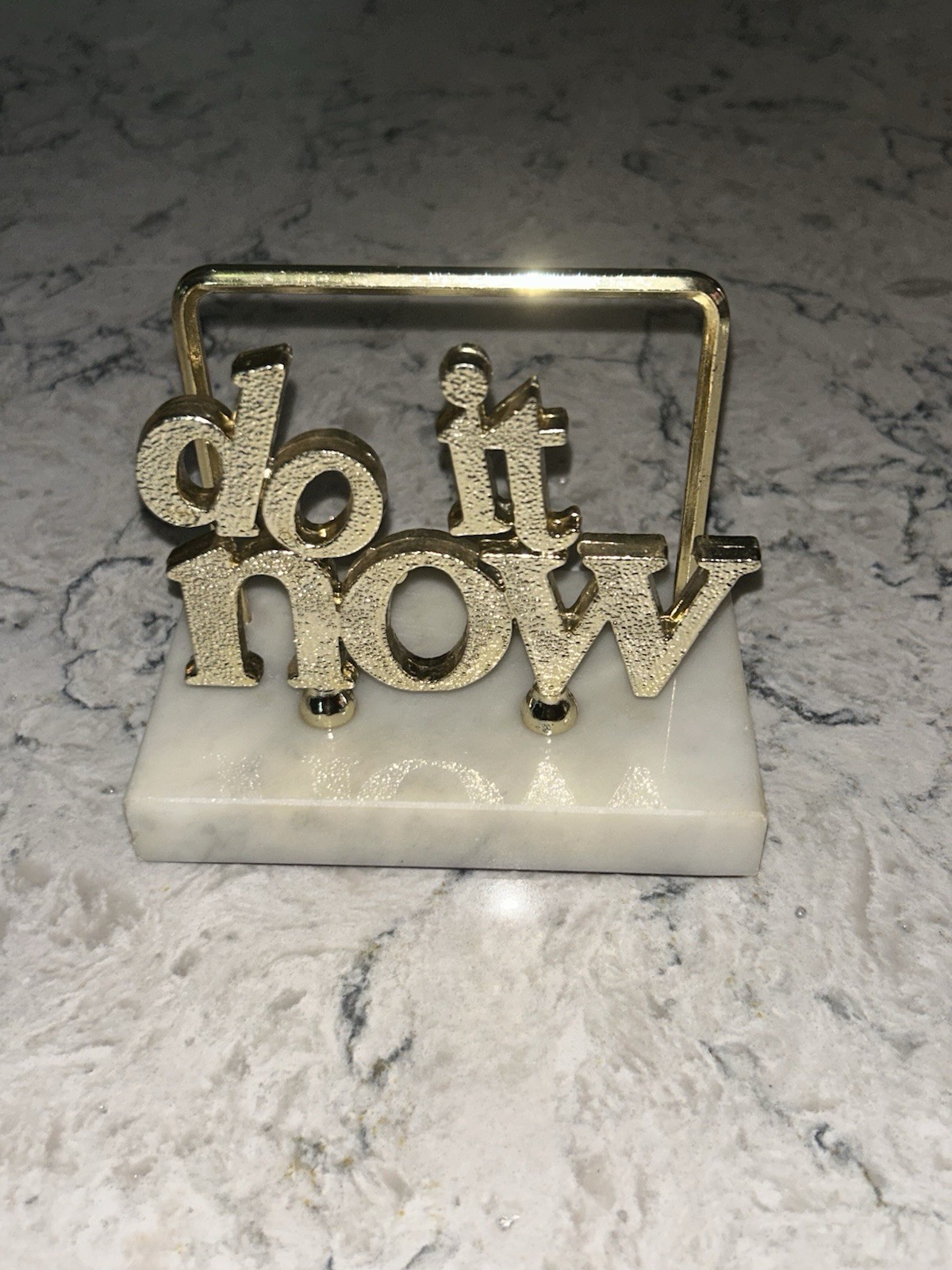 Vintage Letter Holder DO IT NOW Marble Base Italy MCM Office Desk Organizer