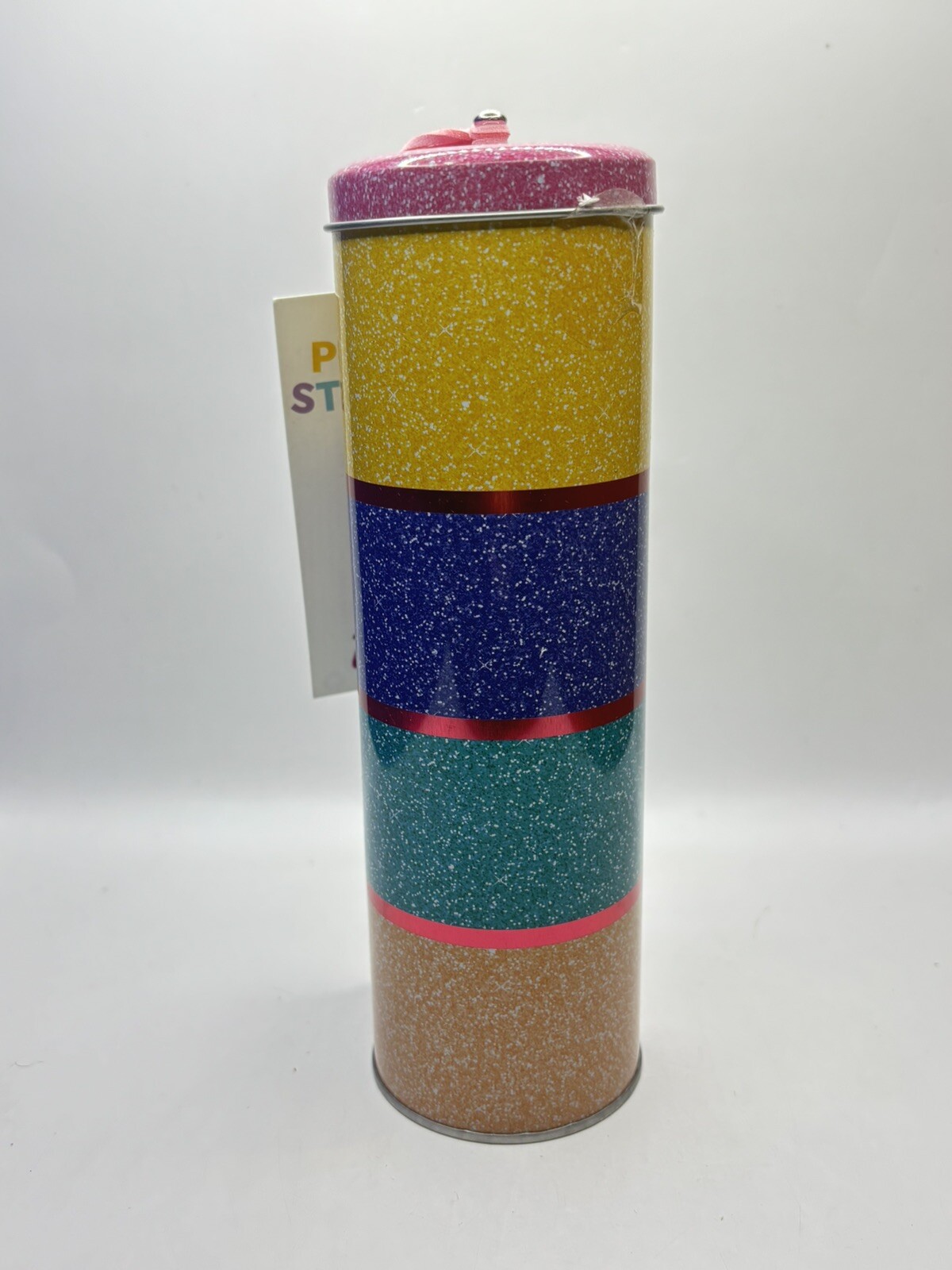 Colorful 8” Pencil Tin Storage Box w/ Lid Desk Organizer Teacher Gift Unisex