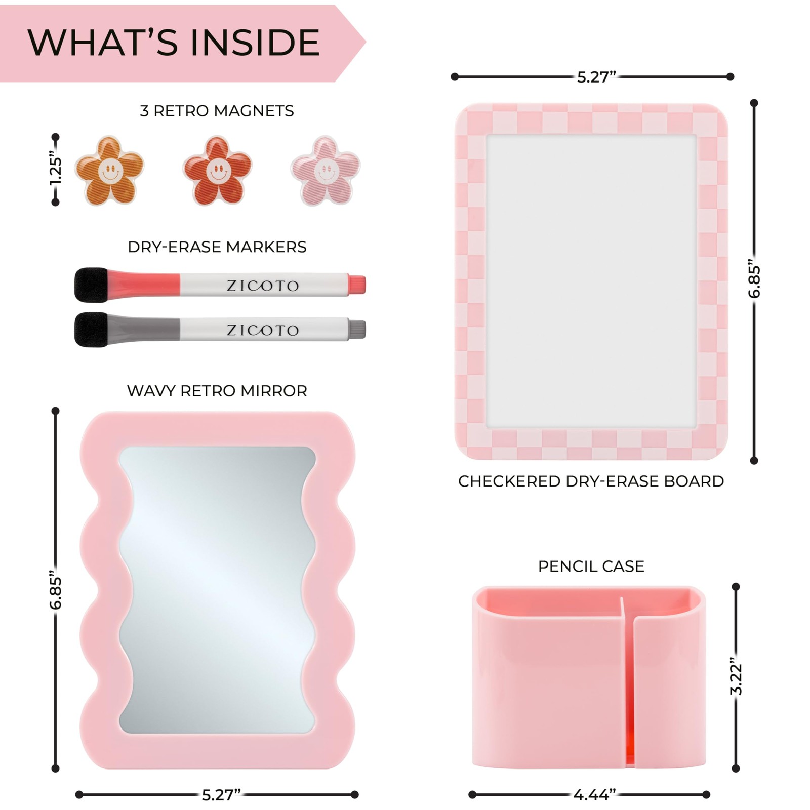 Stylish Locker Kit for Girls – Includes Mirror, Whiteboard, Pen Holder, Cute …