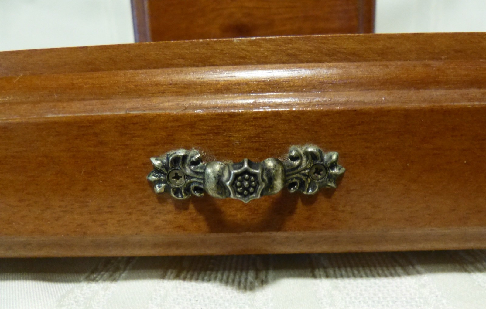 Vintage London Leather Men’s Wood Jewelry Valet Box, MCM, Brass Drawer Pull