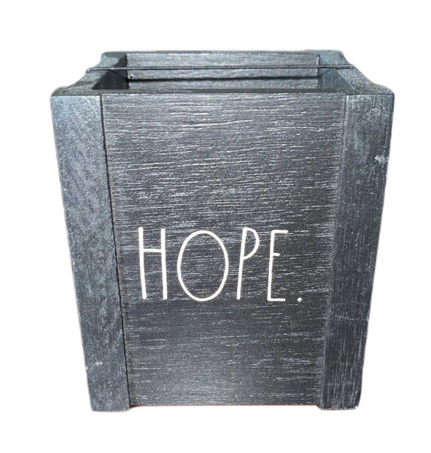 Rae Dunn Black Square Wooden “HOPE” Pen/Pencil Box New