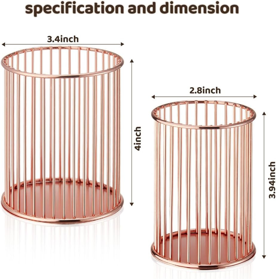 2 Sets Metal Pen Holder for Desk, Makeup Brushes Cup Holder, Pencil Holders, Pen