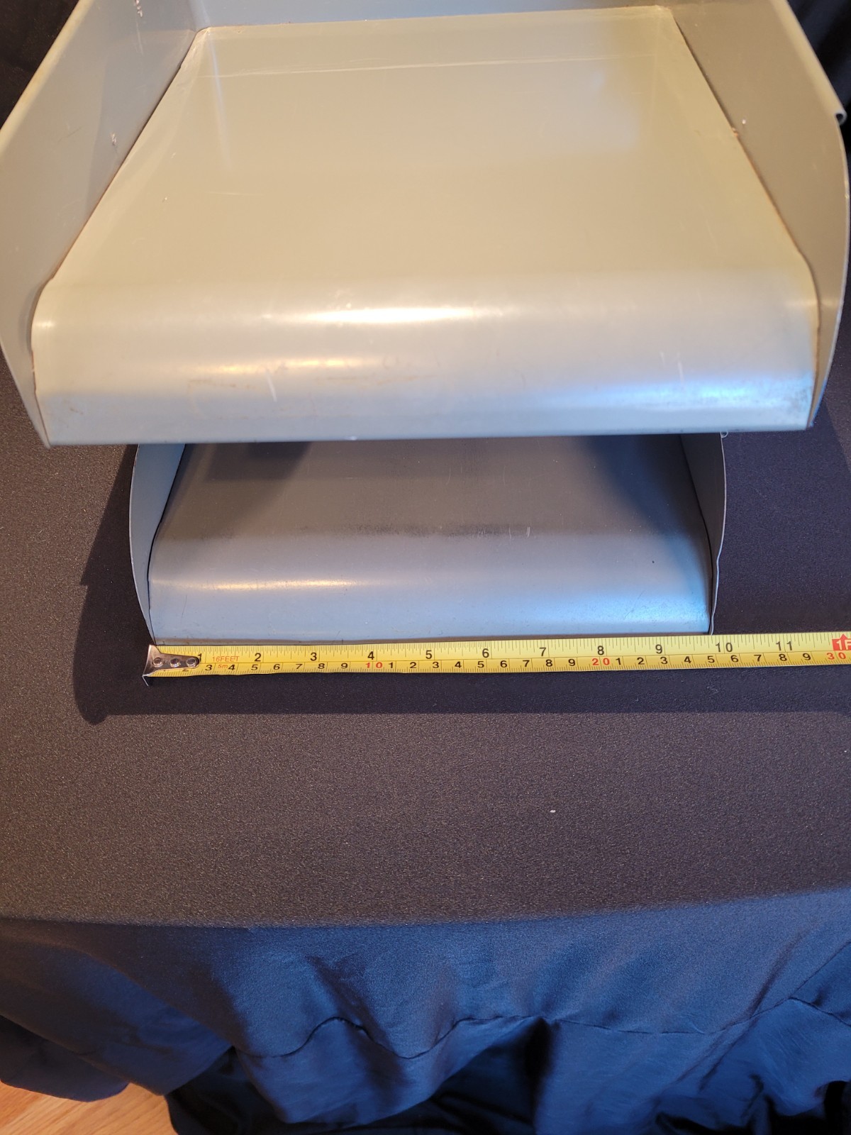 Vintage Globe-Wernicke 2-Tier Paper Tray Desk Organizer Gray Metal In/Out