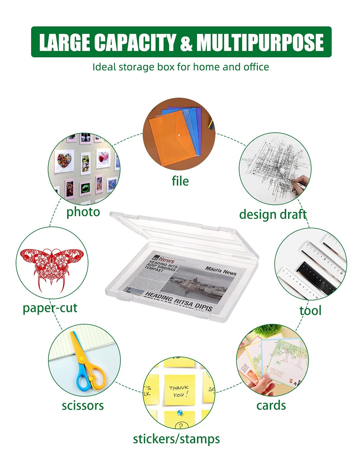 Denkee 4 Pack A4 Paper Organizer Box, Plastic 8×10/16×20, 4 pack, Clear