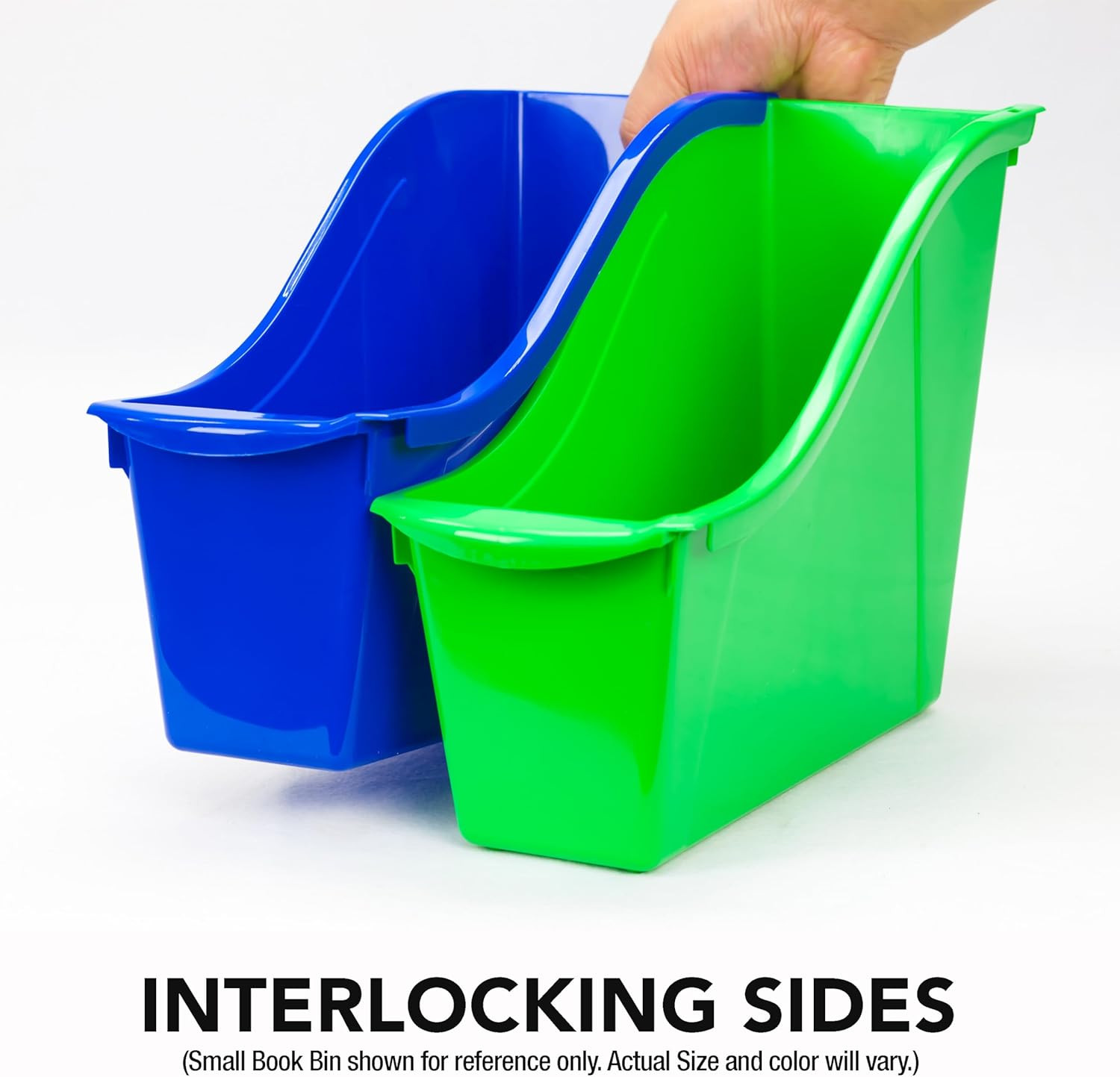Large Book Bin, Interlocking Plastic Organizer for Home, Office and Classroom, P