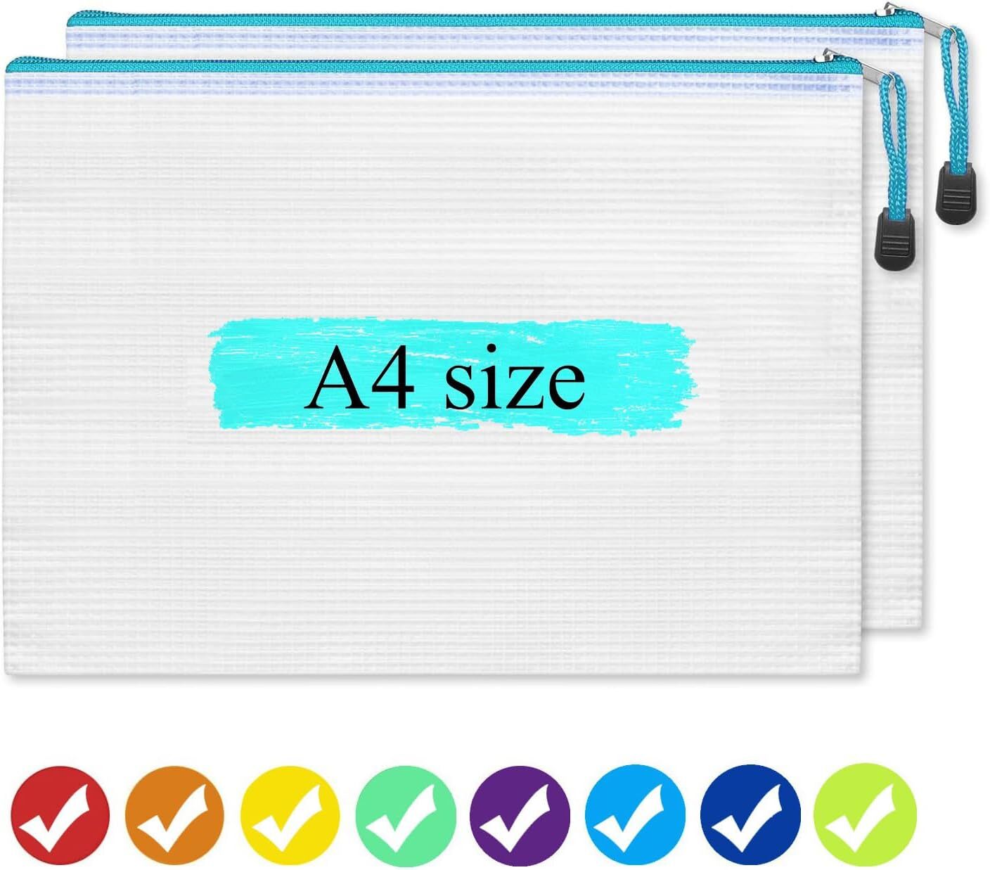 Mesh Zipper Pouch Bags, Zipper Pouches for Organizing, 24pcs A4 8 Colors Zipp…