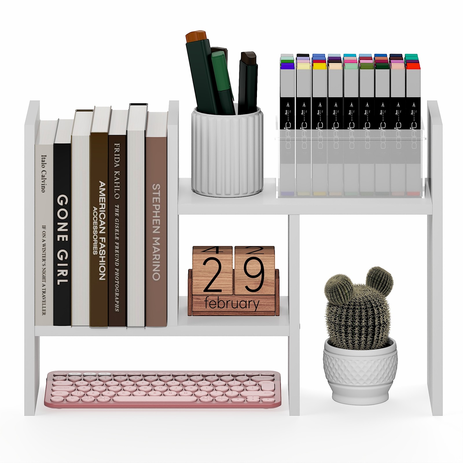 Furinno CLASSIC Adjustable Desk Organizers and Accessories. White