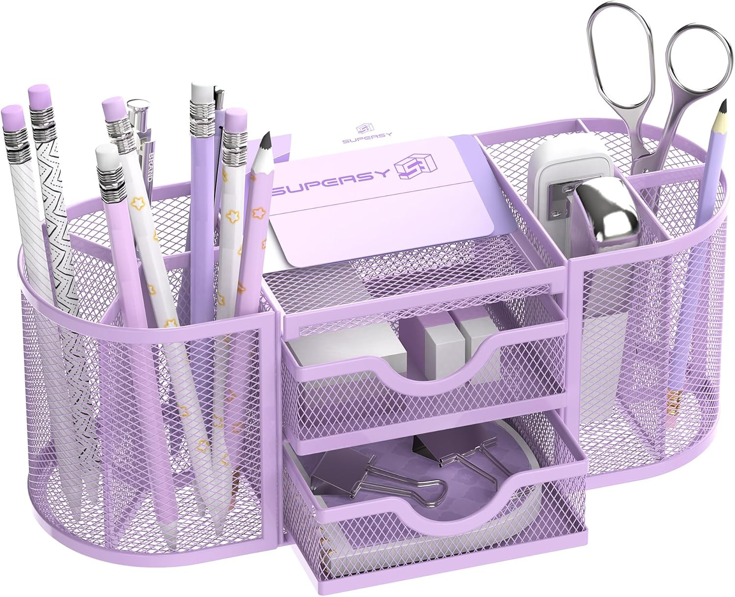 Mesh Desk Organizer, Desk Organizers and Accessories with Drawers, Pen Holder fo