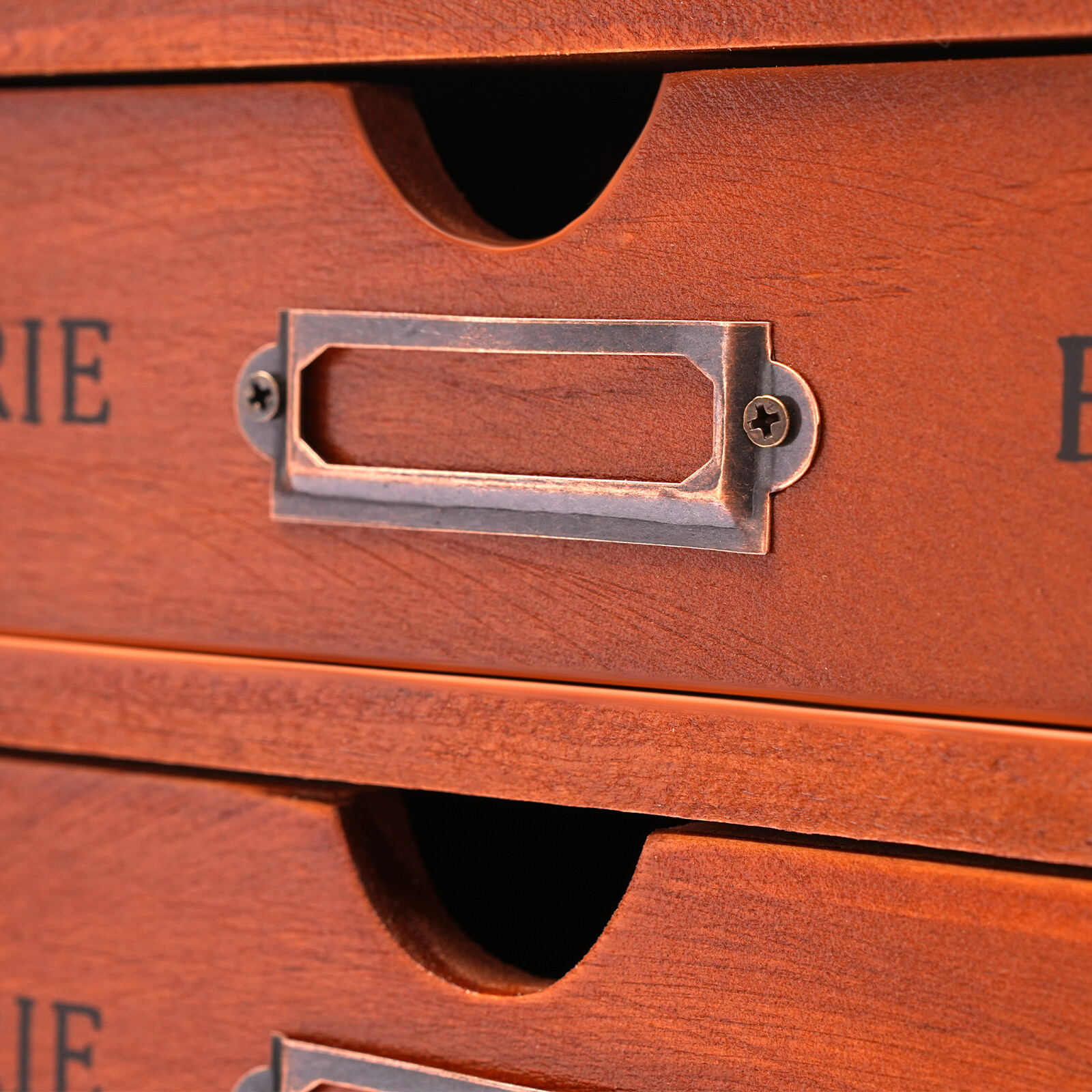 5-Drawer Brown Wooden Desk Organizer Storage Drawers Vintage Shelf Drawer