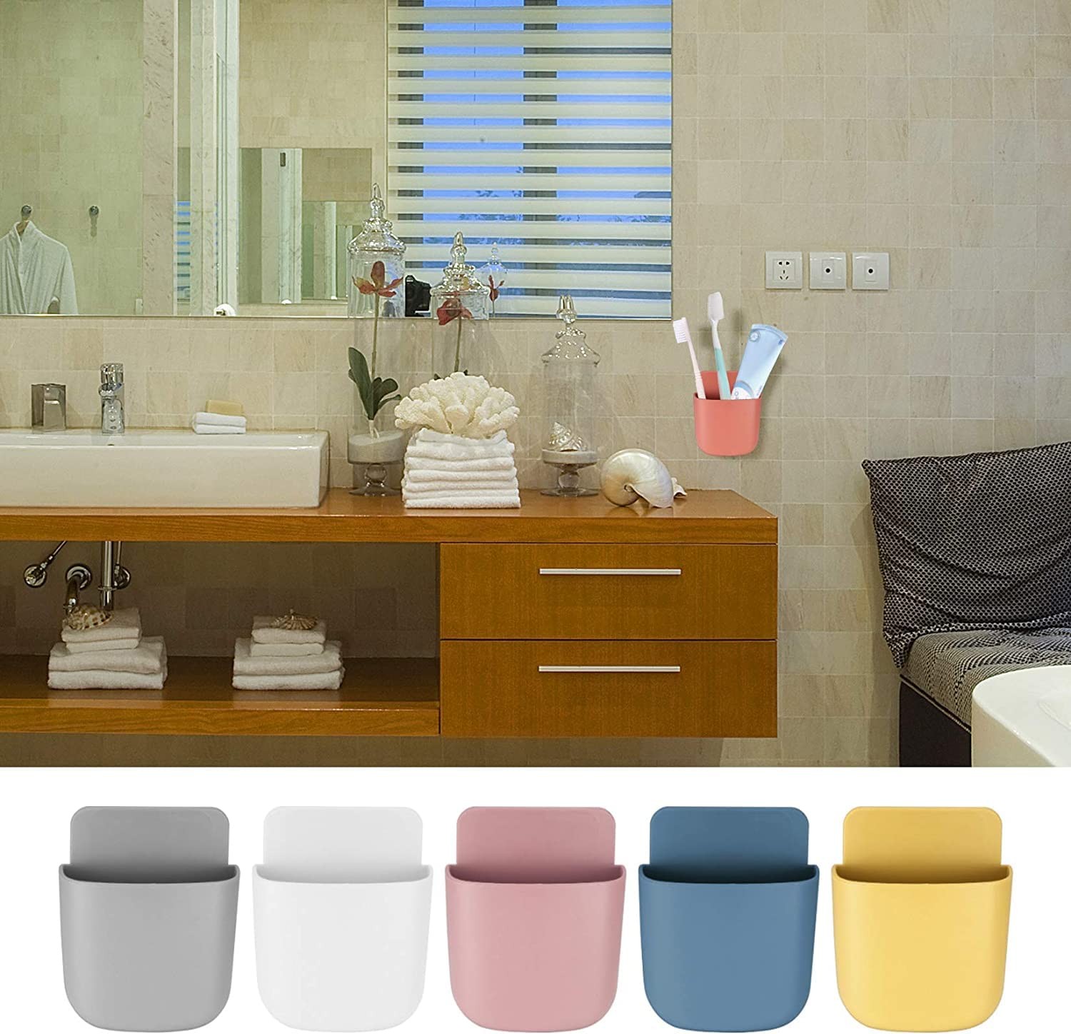 6 Pcs Remote Control Holder Wall Mounted, SelfAdhesive Wall Mount Phone Pen P…