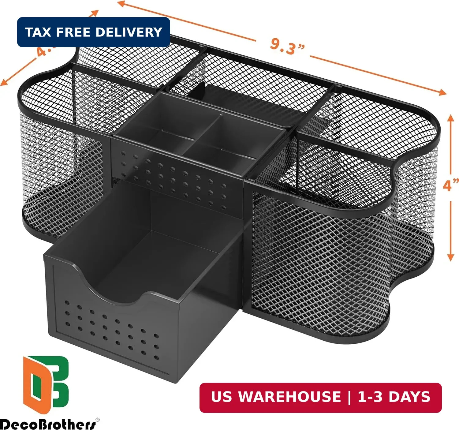 Deco Brothers Desk Organizers Pen Holder Office Caddy Storage, Black