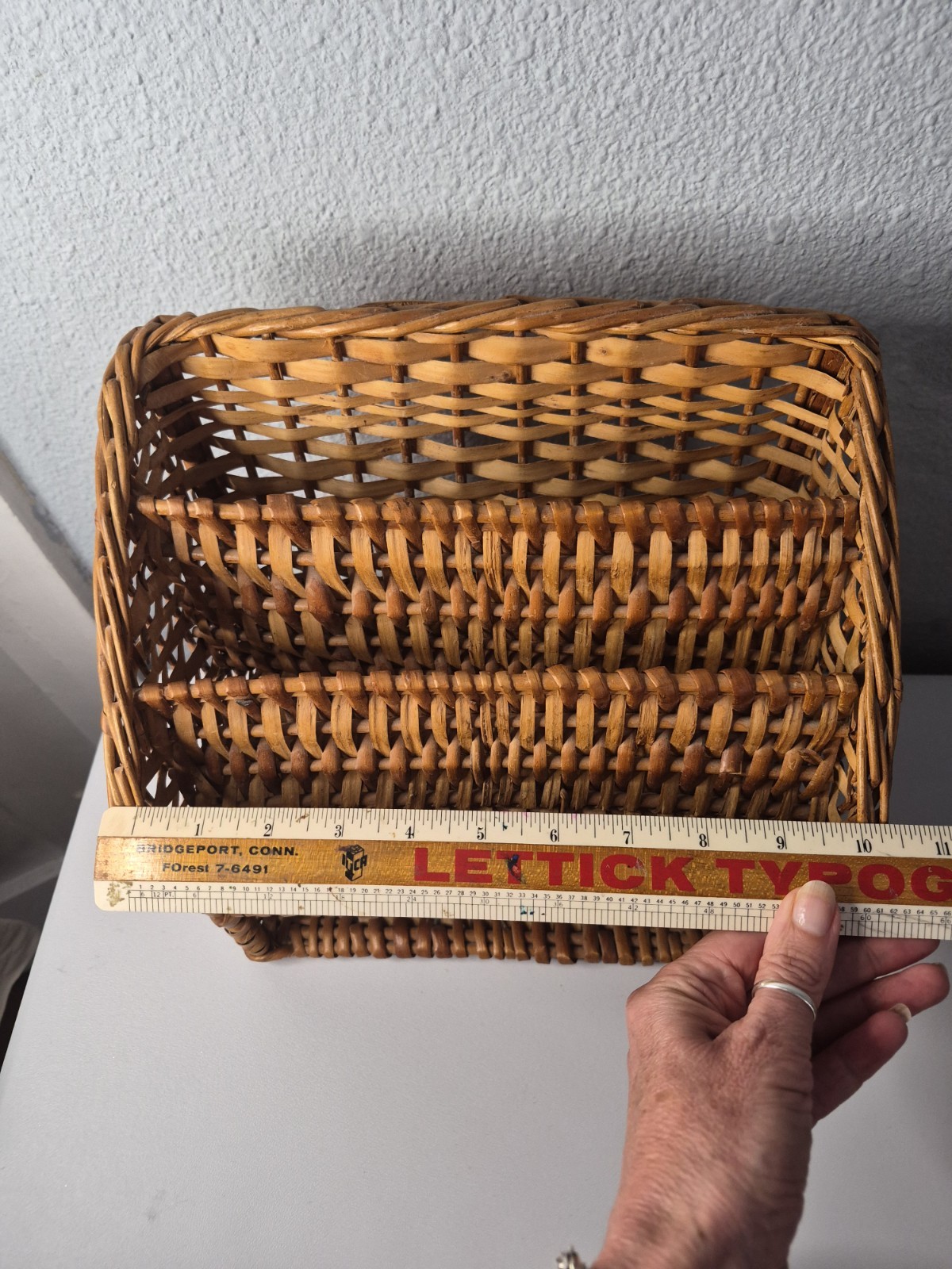 Vintage 1970s Large Wicker Rattan Desk Organizer Letter Holder Tray Sturdy Nice
