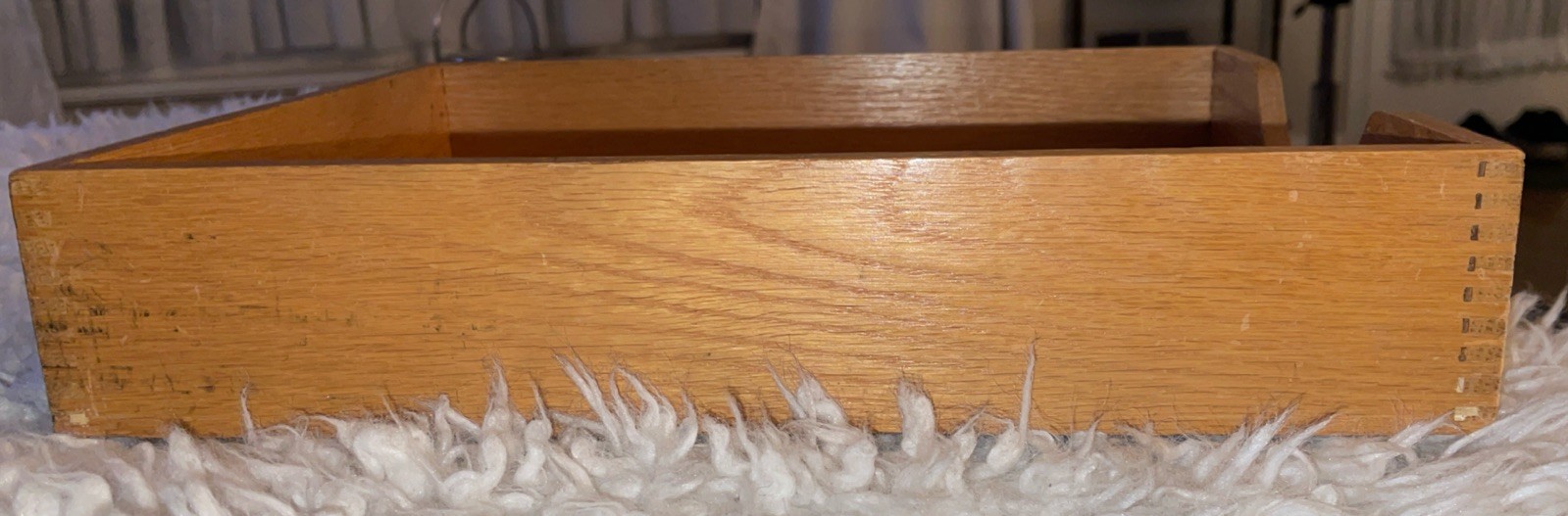 Vintage Hedges Paper Tray THE LINE #1721 Dovetail Oak Wood Box Letter File Desk