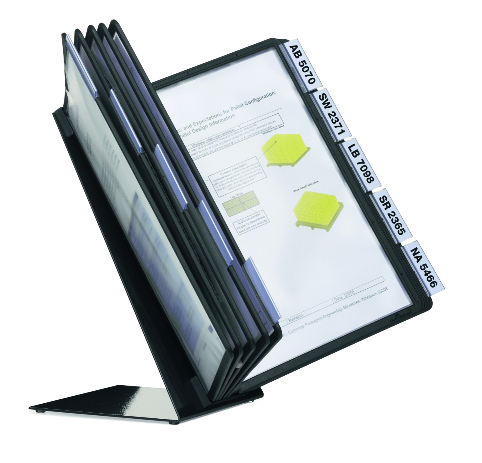 VARIO Desk Reference System 10 Panels Letter Size Black Durable