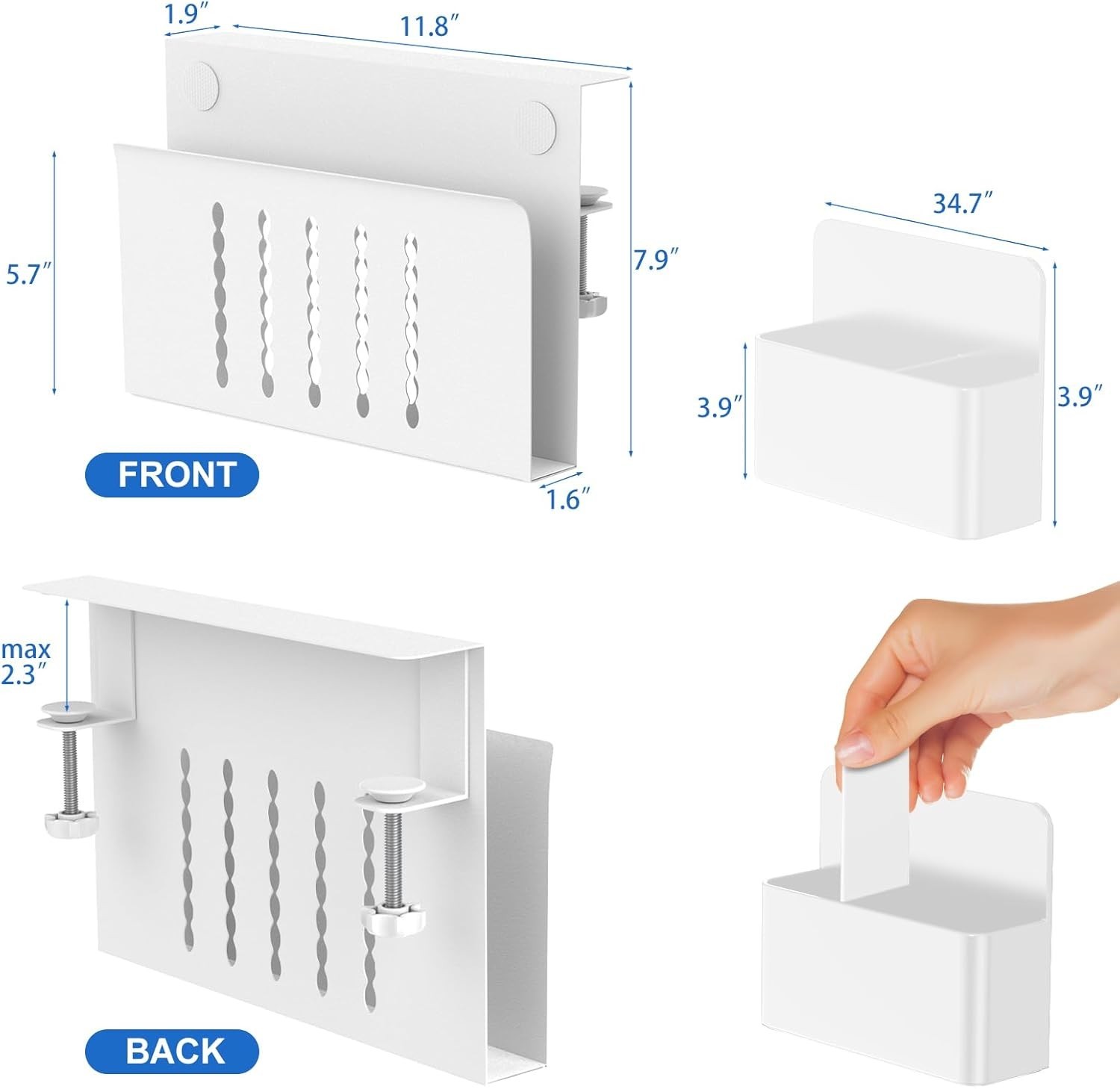 Desk Side Storage, Single-Layer Steel Hanging Desk Organizer with Pen Holder