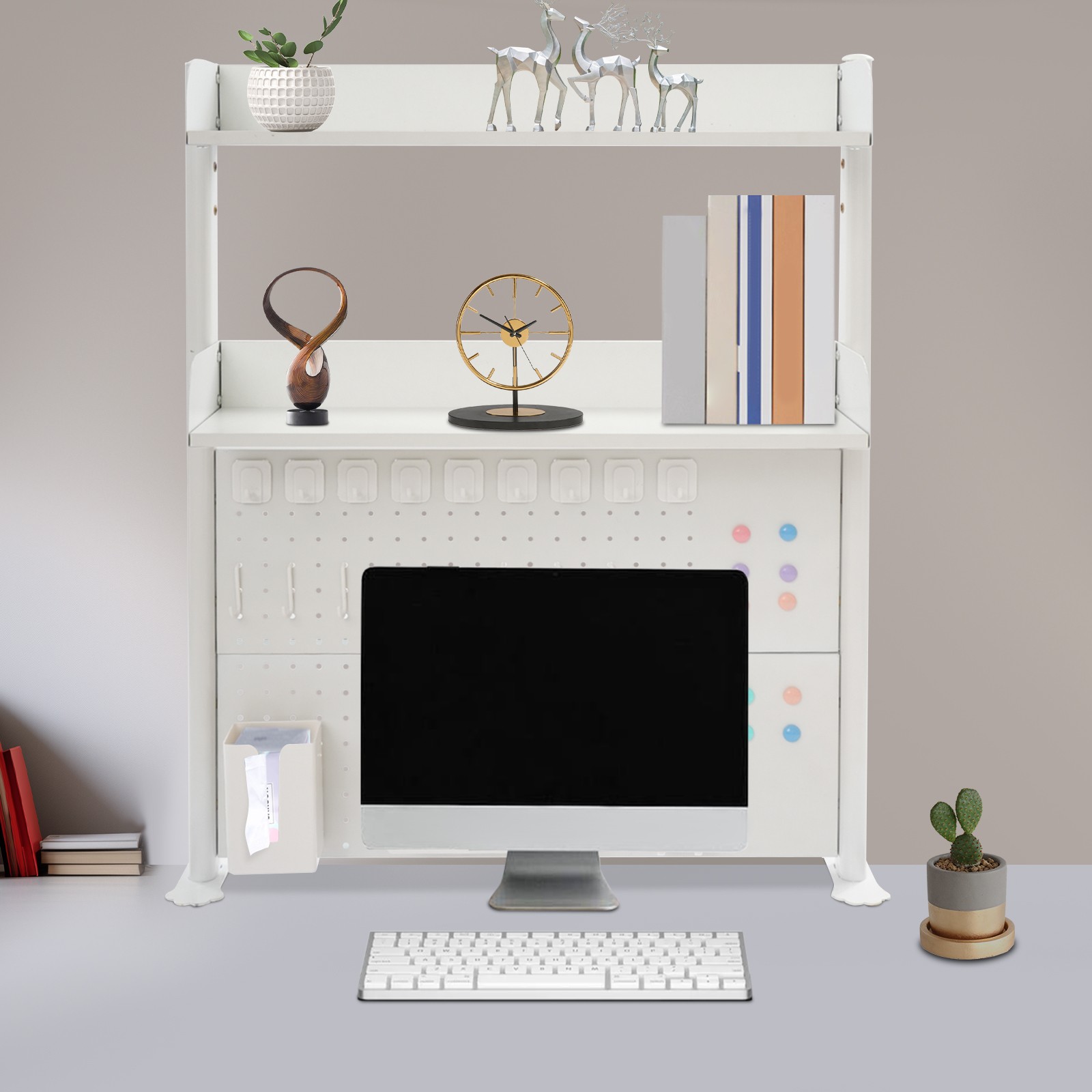 Clamp-on Desk Shelf with Pegboard, Clamp On Desk Bookshelf Desk Above Organizer