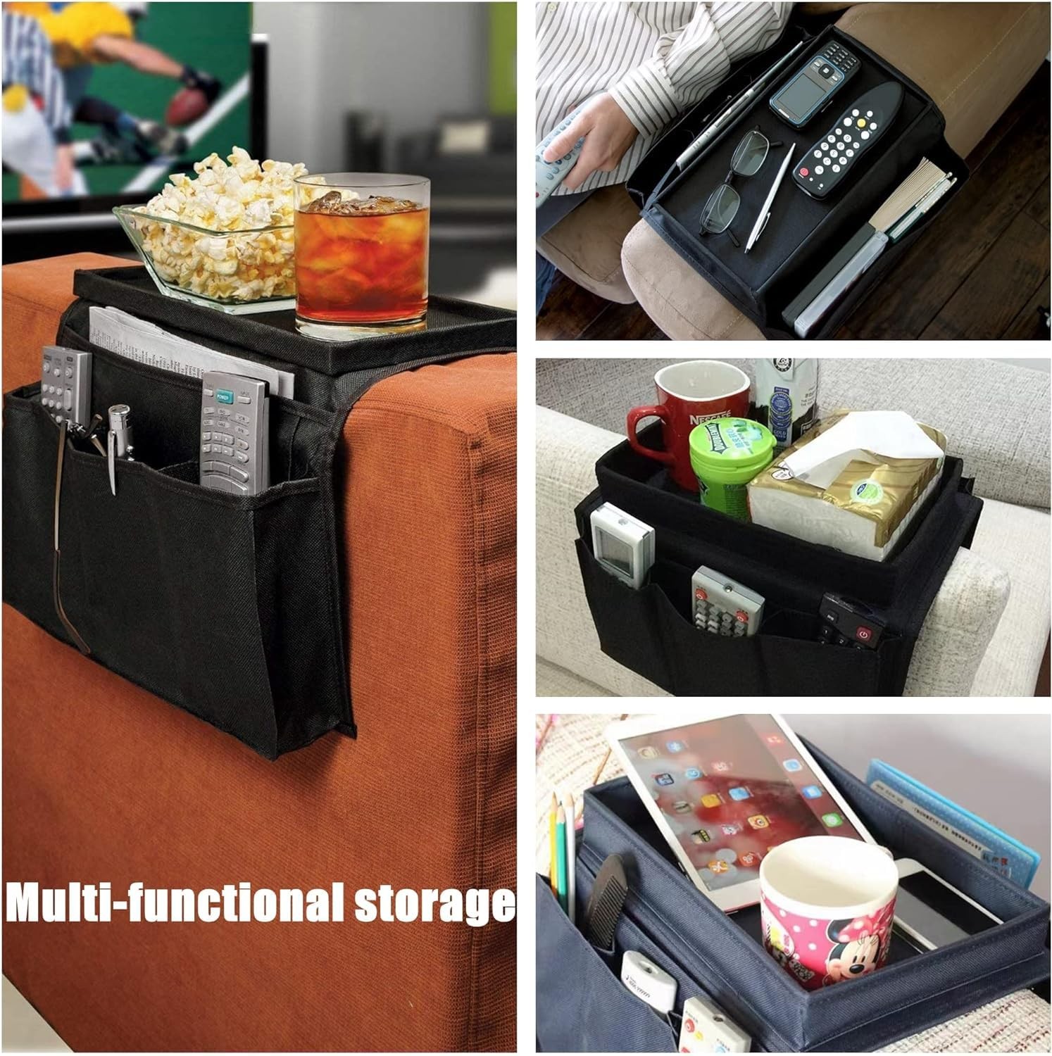 Sofa Armrest Organizer with Cup Holder No-Slip Couch Sofa Armrest Organiser C…