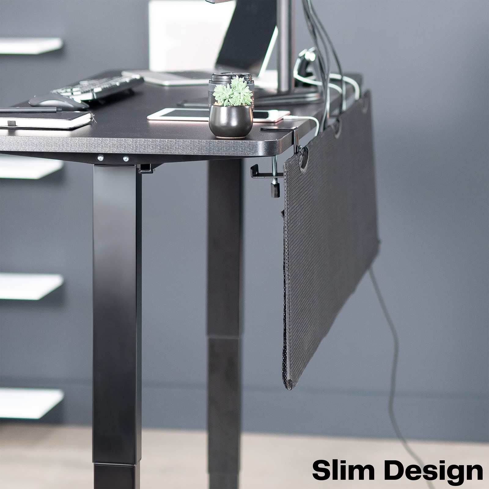 VIVO Black Clamp-on 60″ Privacy & Cable Management Sleeve Panel Kit for Desk