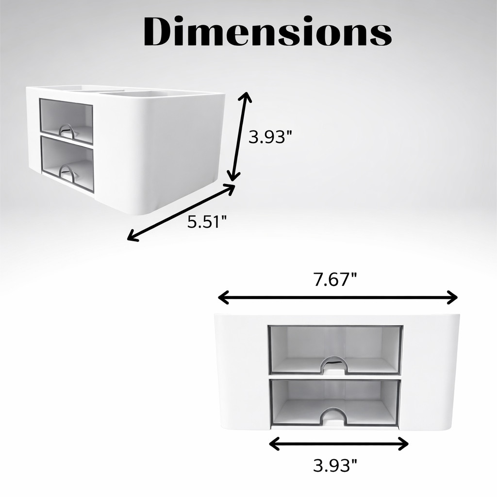 Compact Desk Organizer with Drawers for Stationery, Makeup, Jewelry – White