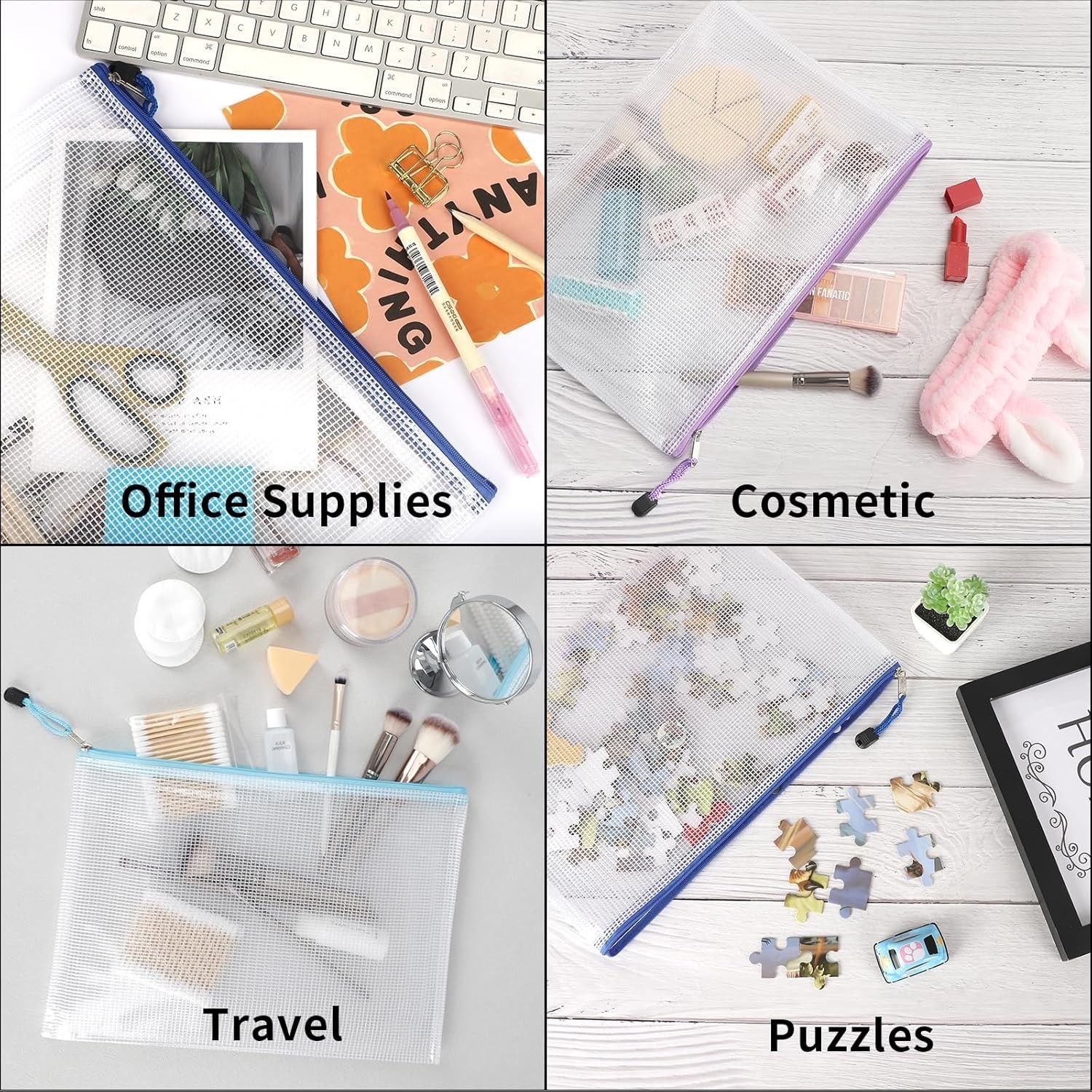 36pcs Mesh Zipper Pouch Bags A4 Size Board Game Storage Plastic 11 Colors Let…