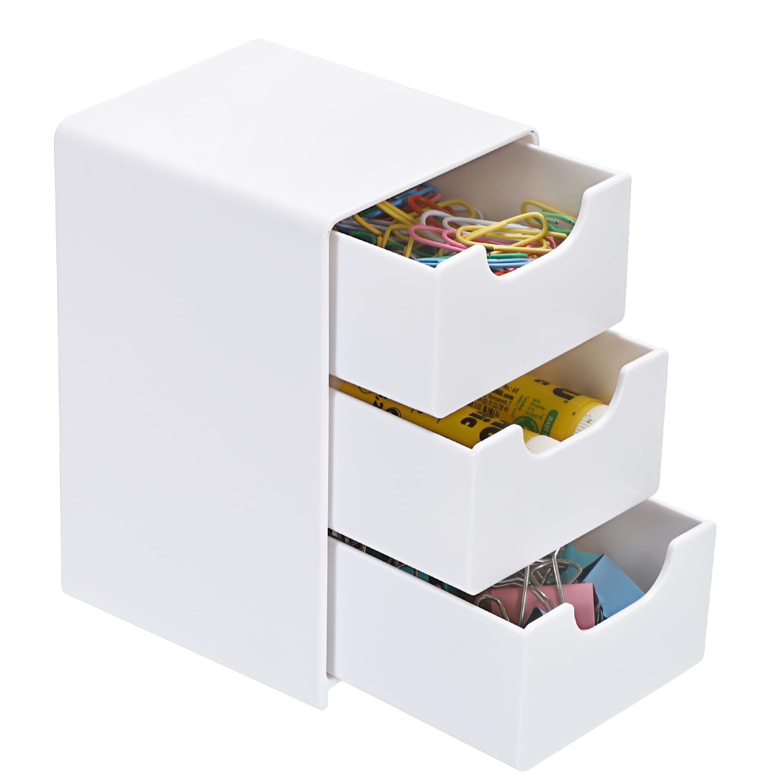 BTSKY 1 Pack Small Acrylic Storage Organizer with Drawers, 3-Layer White