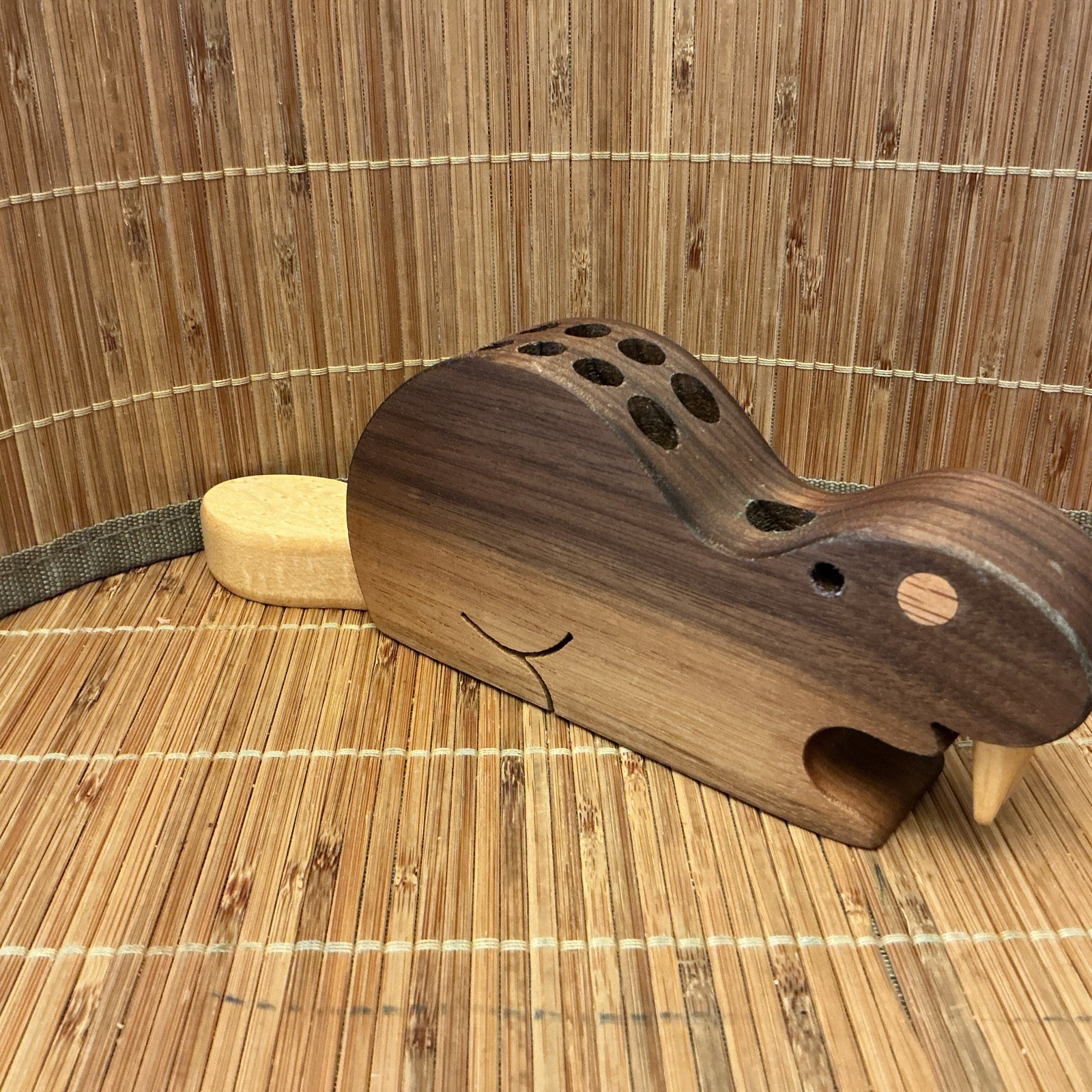 Wooden Beaver pencil Holder Desk Organizer Handmade