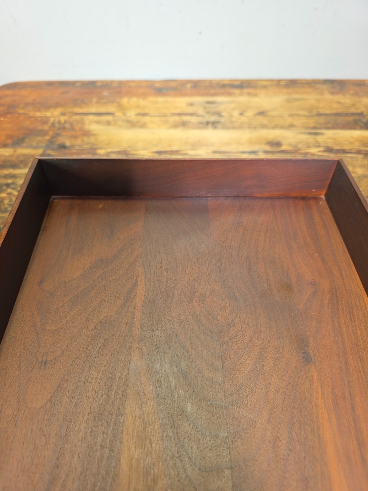 Vintage Carver Wood Products Desk Letter Tray 2 Tier Cherry Oak MCM Damage USA