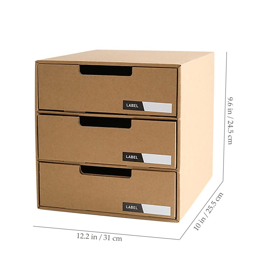 Operitacx Desktop Drawer Storage Box 12.20X10.03X9.64 Inch, Beige