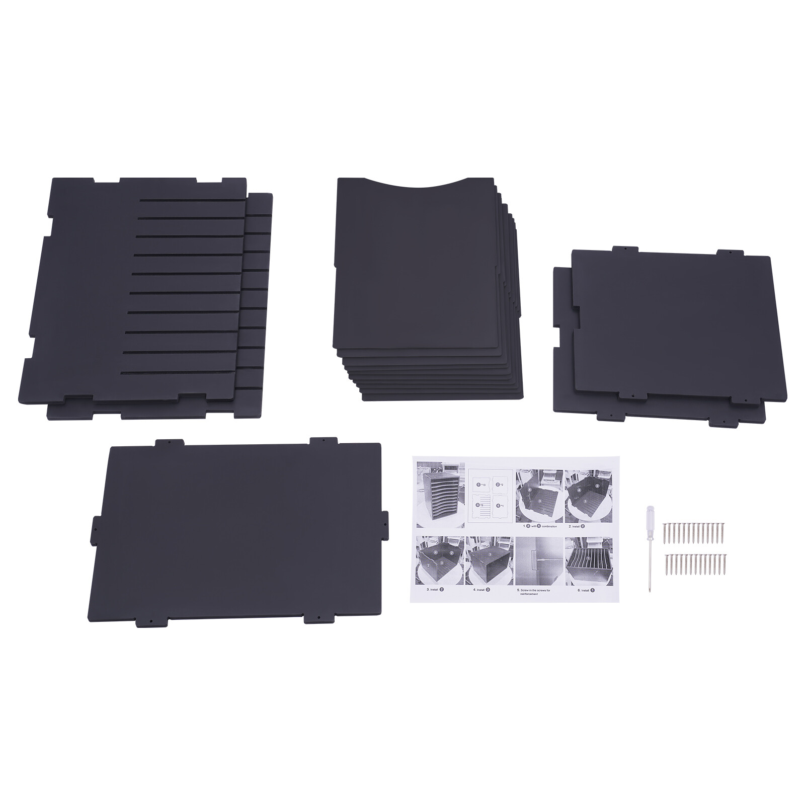 Vertical Desktop Sorter 11 Compartment Black Letter-size Shelves