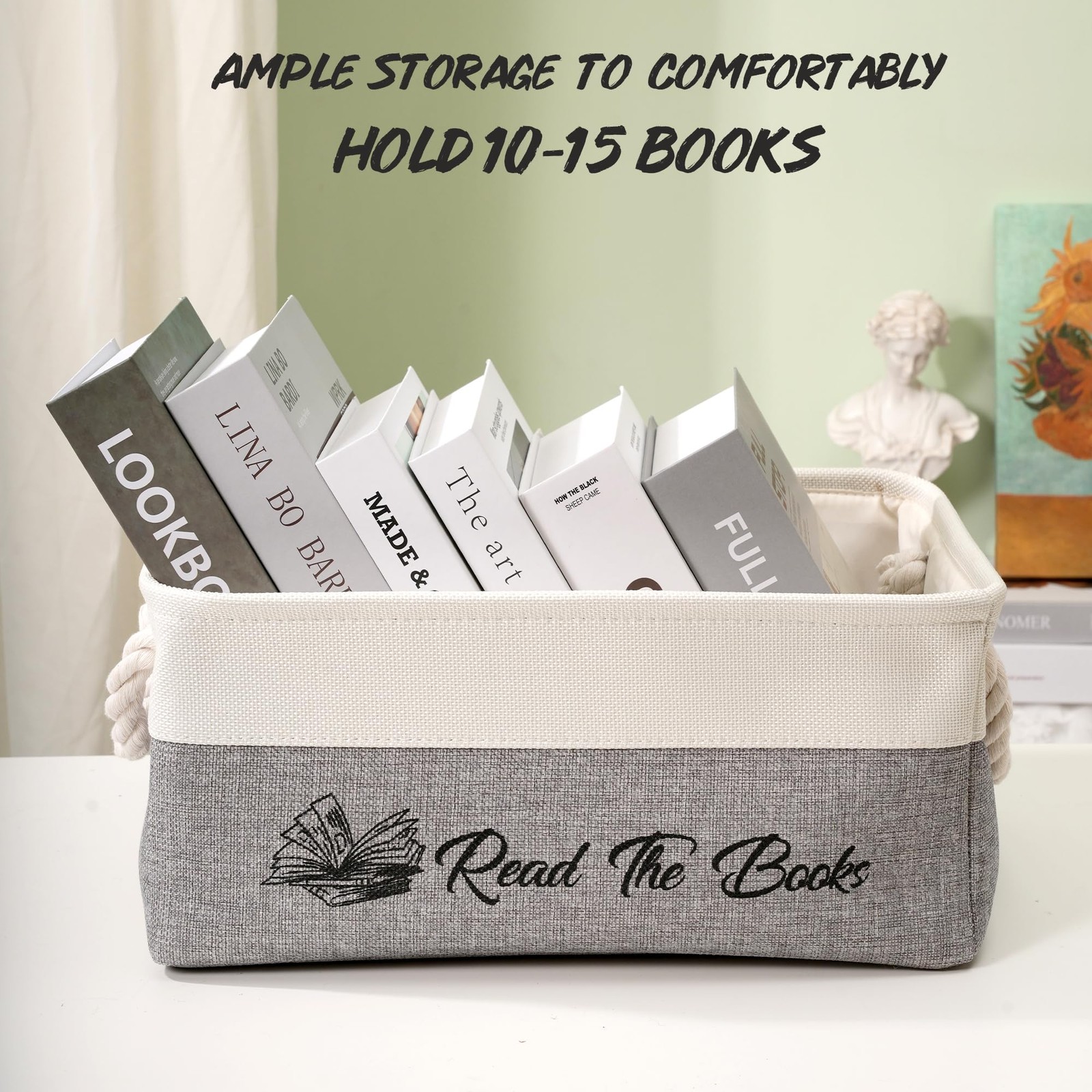 Read The Books List Storage Organizer Bin Collapsible Basket With Handles