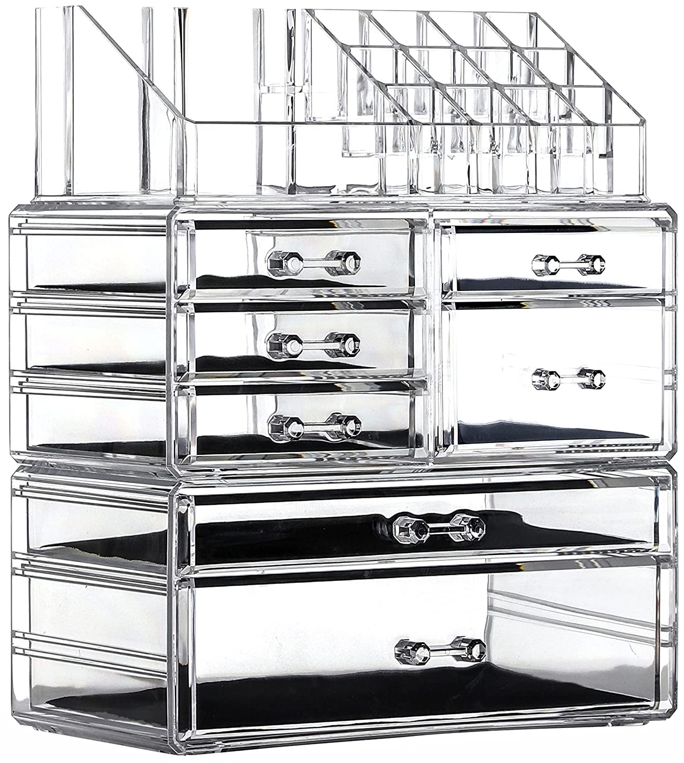 Cq acrylic 3 Pack Clear Skincare Organizer for Vanity, 7 Drawers,