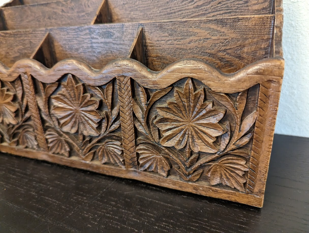 Vtg Desk Top Letter Mail File Holder Organizer Lerner Faux Wood Mid Century VGC