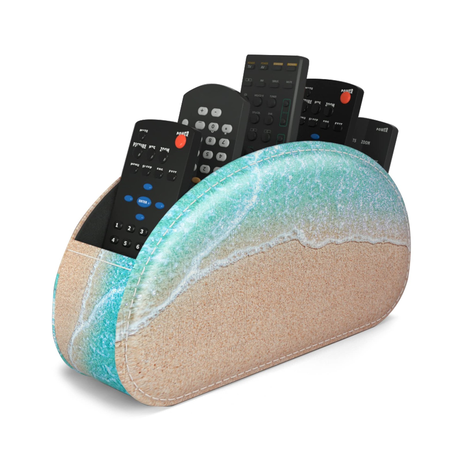 Remote Control Holder, PU Leather Remote Caddy Desktop Organizer with 5 Spaci…