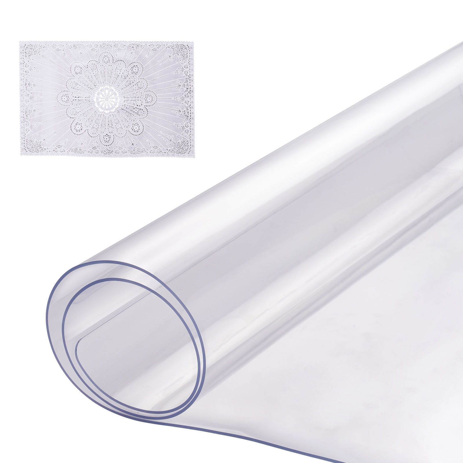 Plastic Table Cover, 16 x 32 Inch 1.5 mm Thick Clear Table Protector, Rectangle