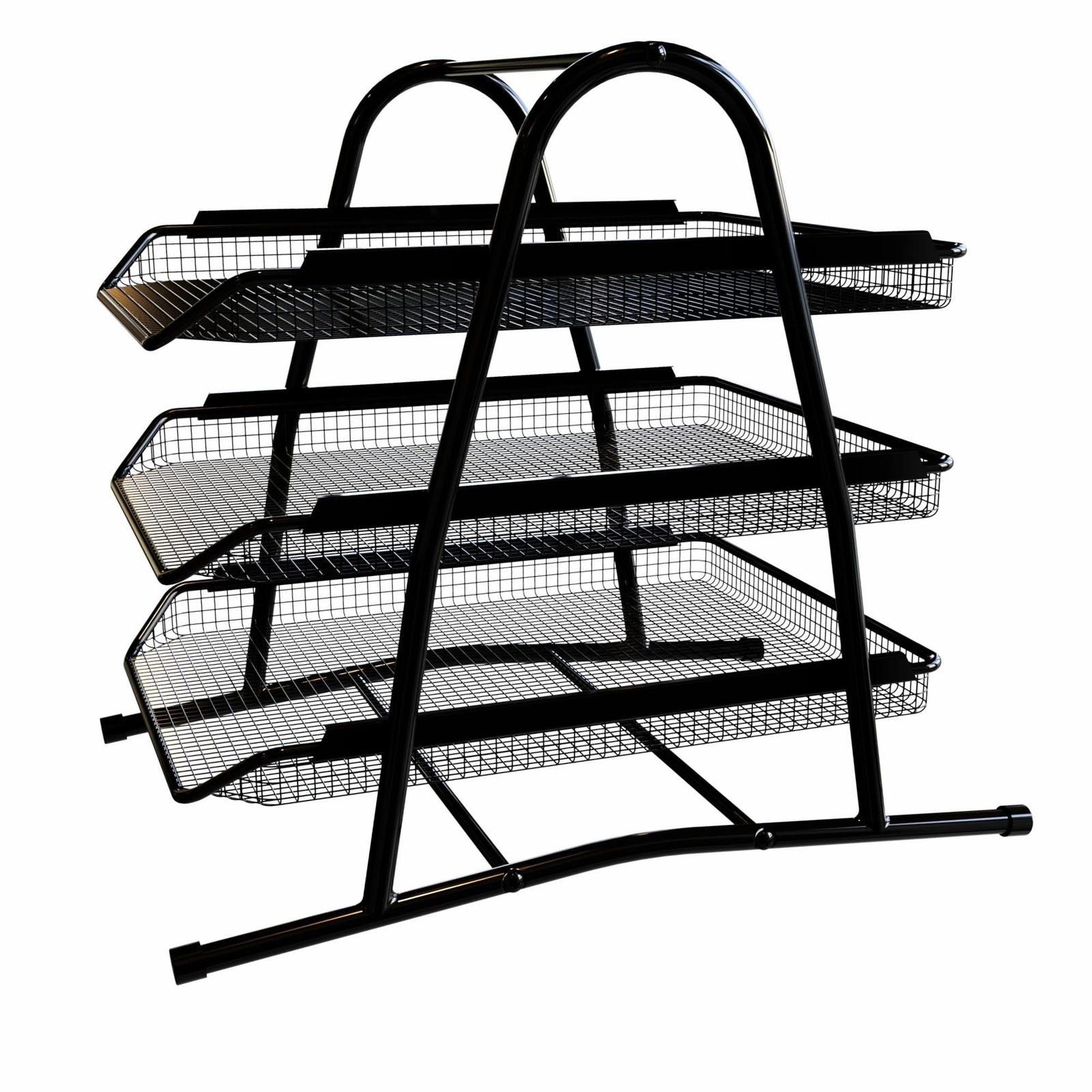 Stackable Paper Tray Organizer 3 Tier Black Metal Legal Size 14×8.5 Inch Rack