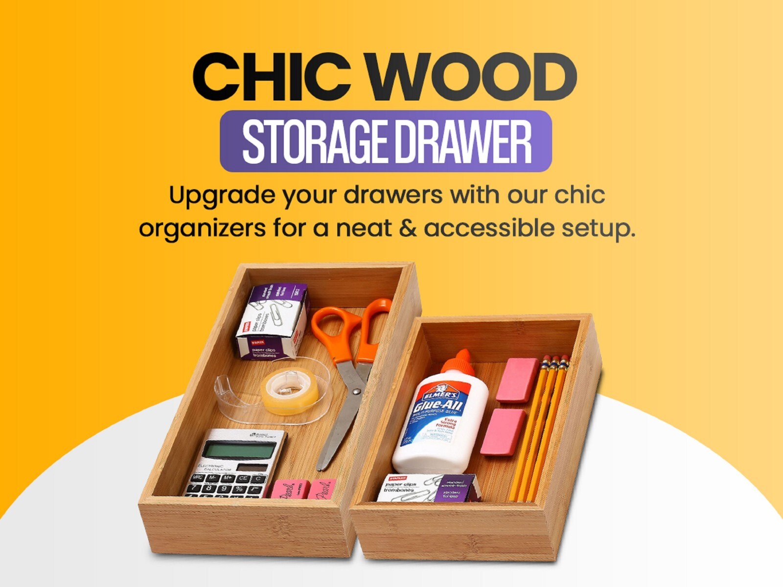 YBM Home & Kitchen Bamboo Drawer Organizer Box 6×9 #325