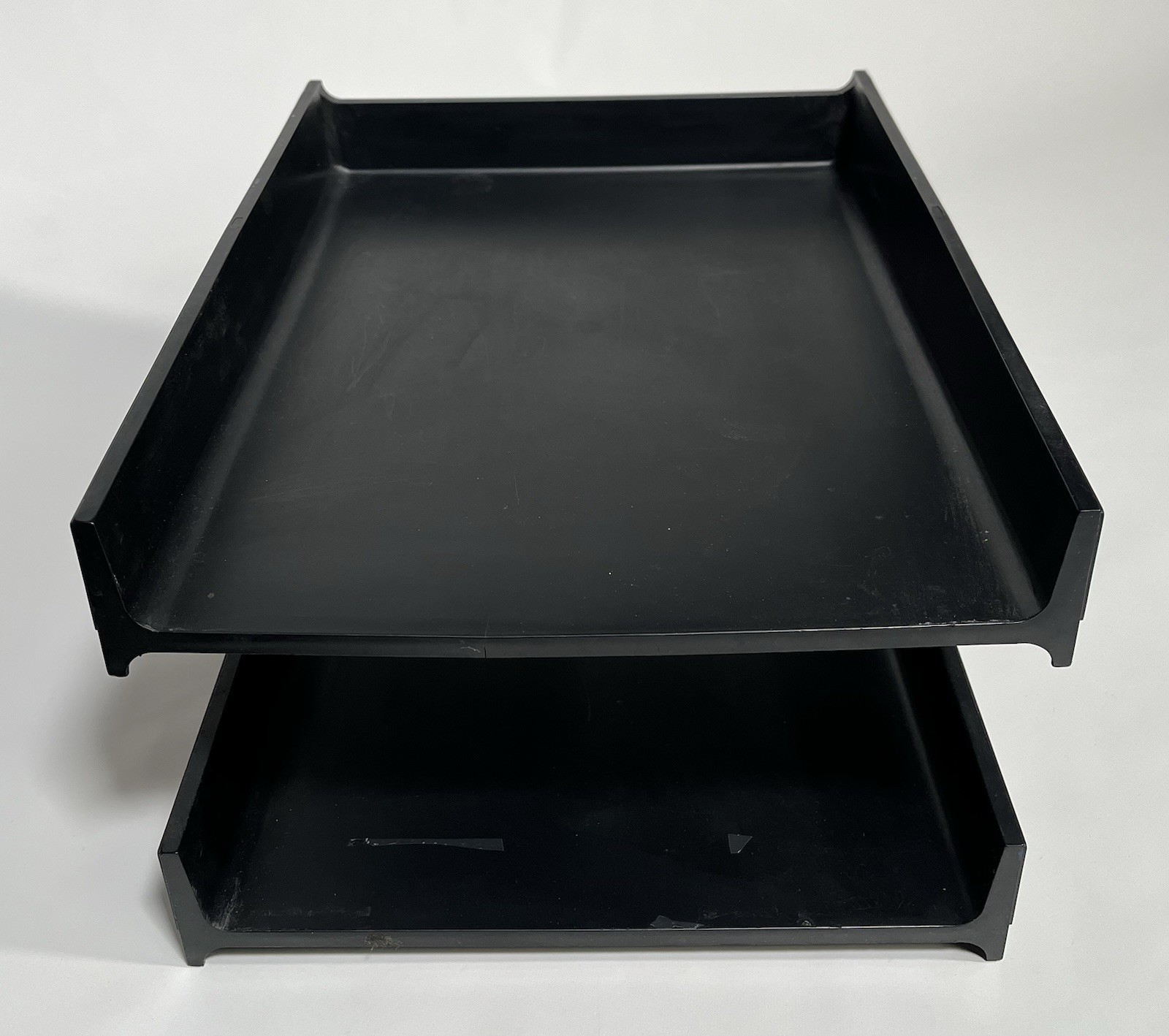 Vintage MCM Eldon Office Products Two Tier Tray Black Faux Wood Desk Organizer