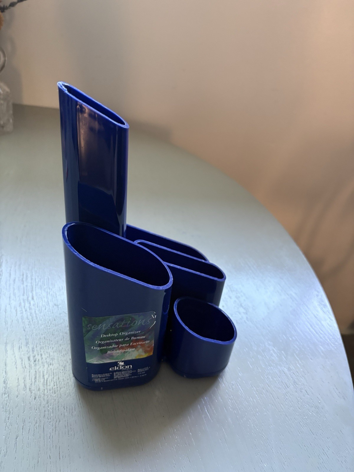 Vintage 1985 Eldon Desk Storage Organizer Blue Plastic, Post Modern Office