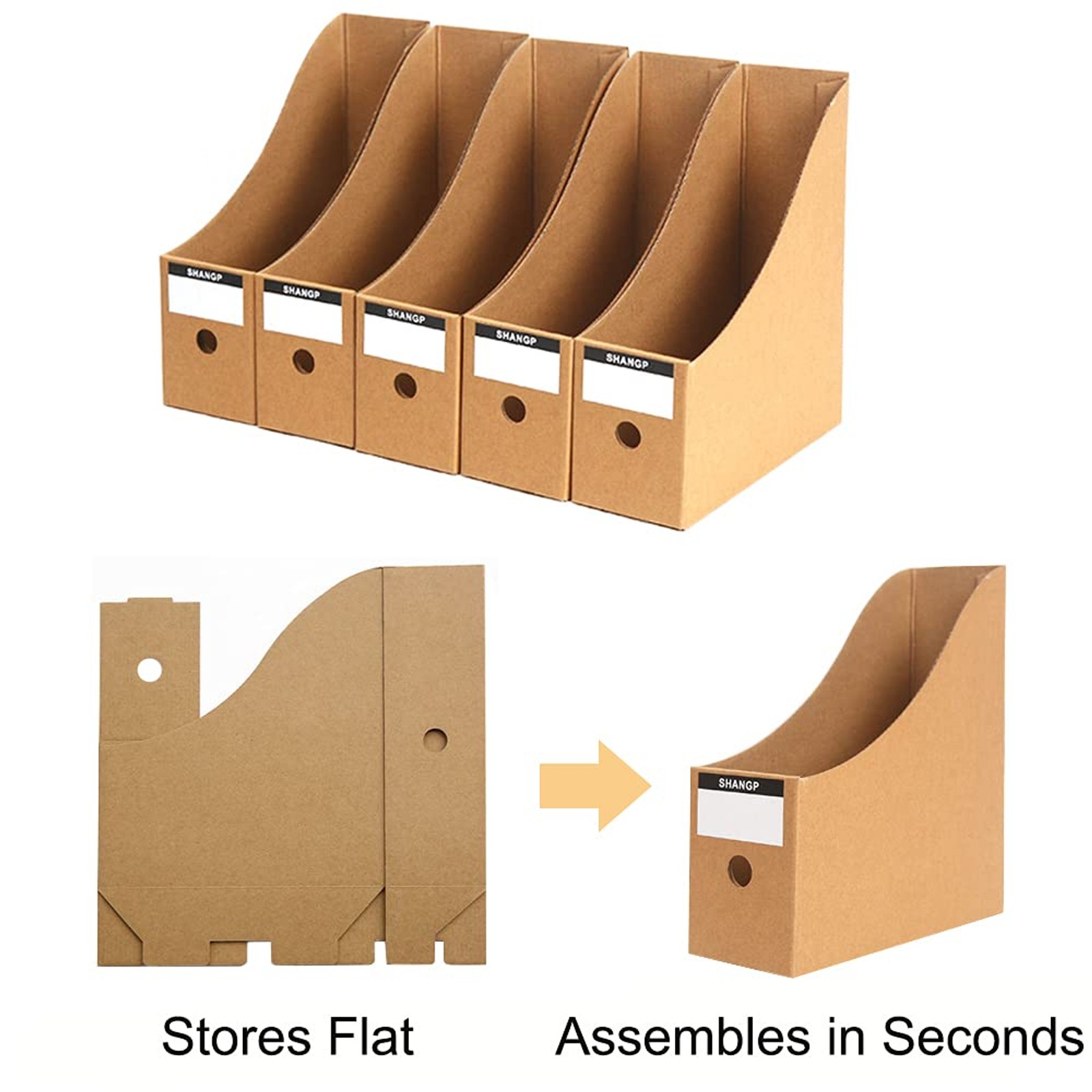 Foldable Desk File Holder Organizer Sturdy Cardboard Magazine Storage Box Docume