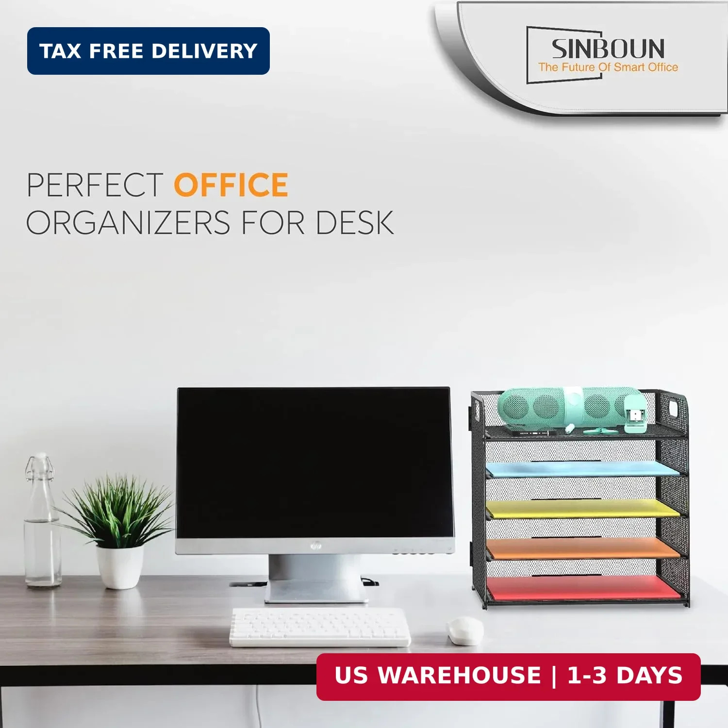 Letter Tray Paper Organizer 5-Tier Desk Organizer File Organizer Paper Holder wi